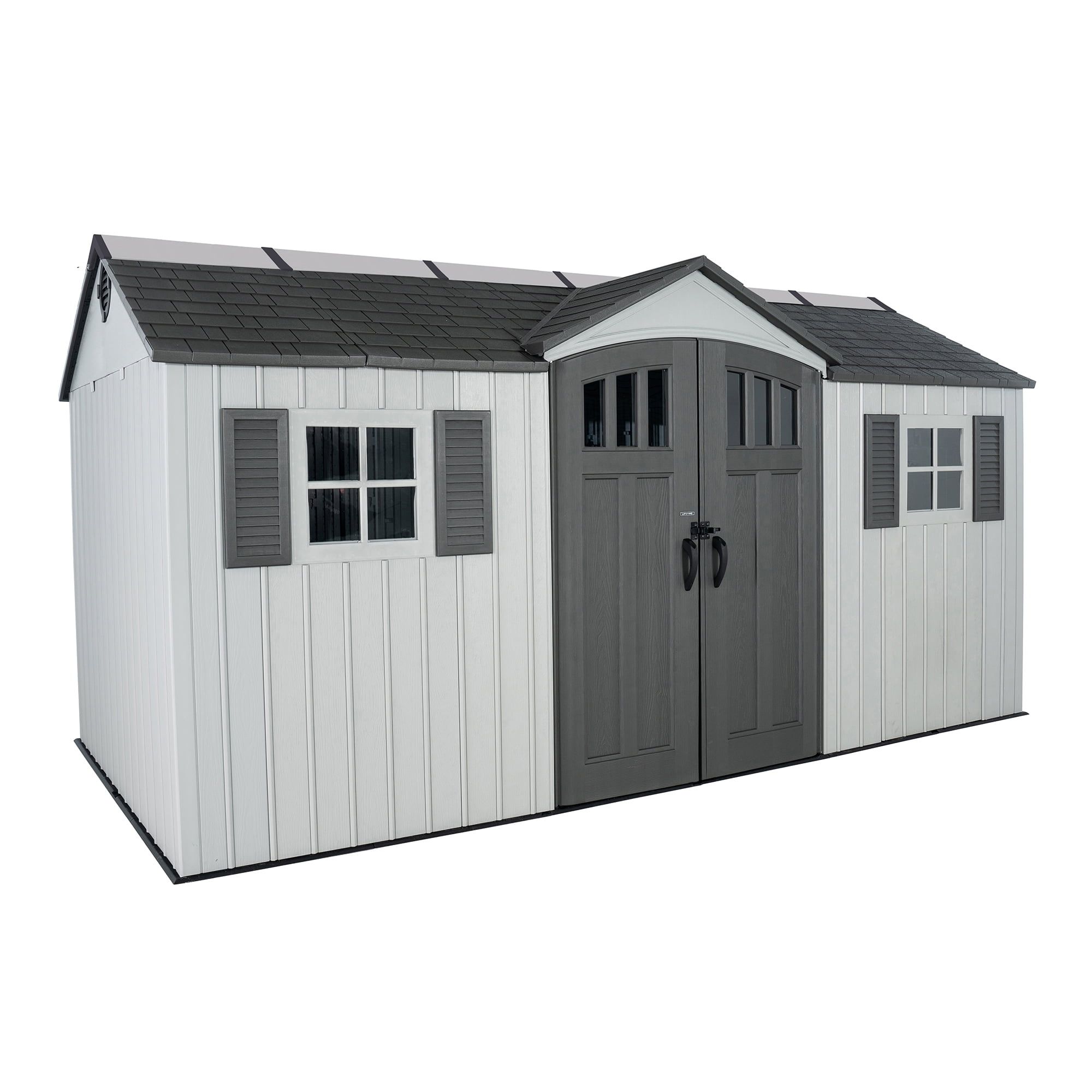 Lifetime 15' x 8' Gray Polyethylene Storage Shed with Windows