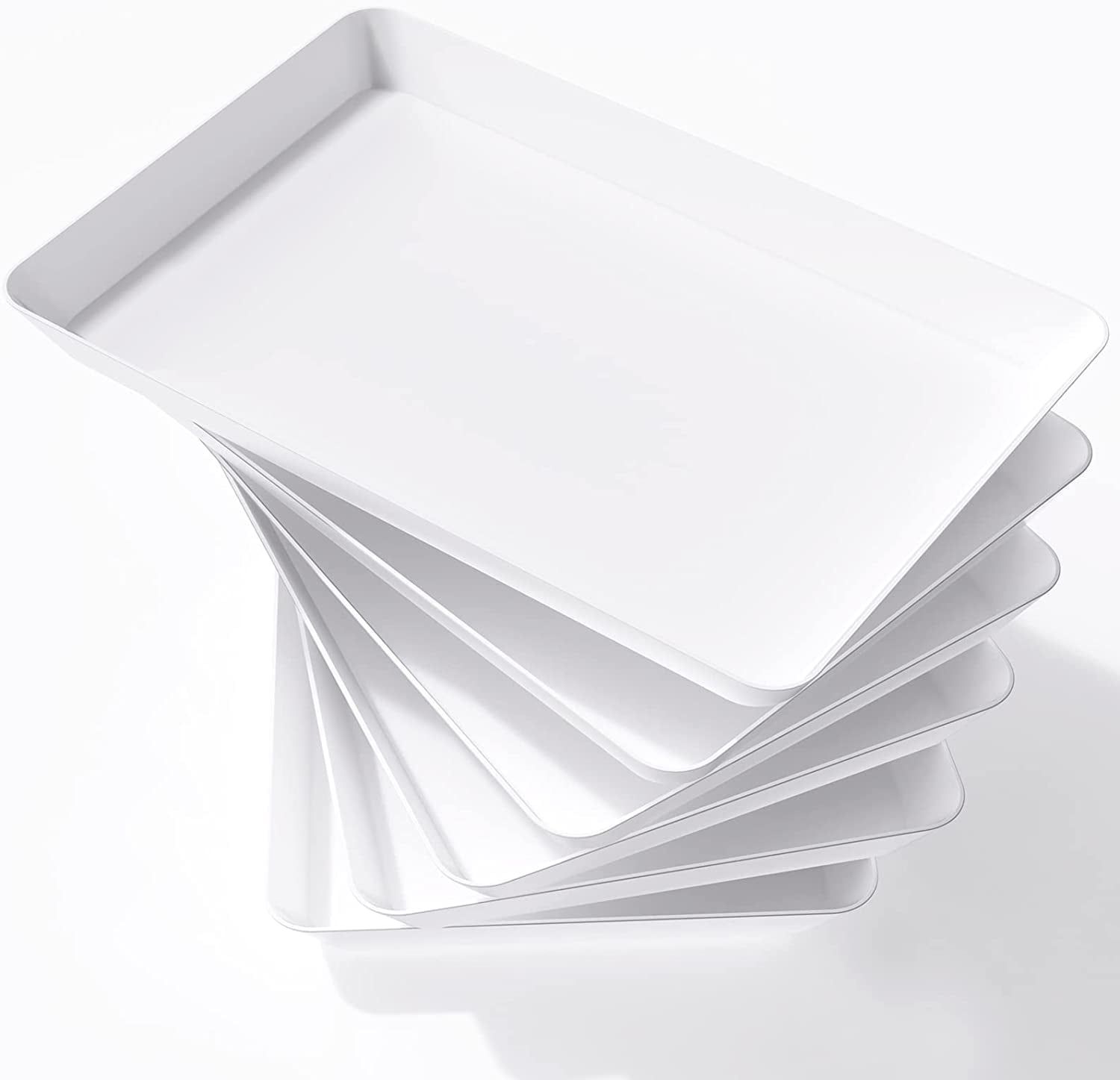 White Plastic 15" x 10" Serving Trays, Set of 6