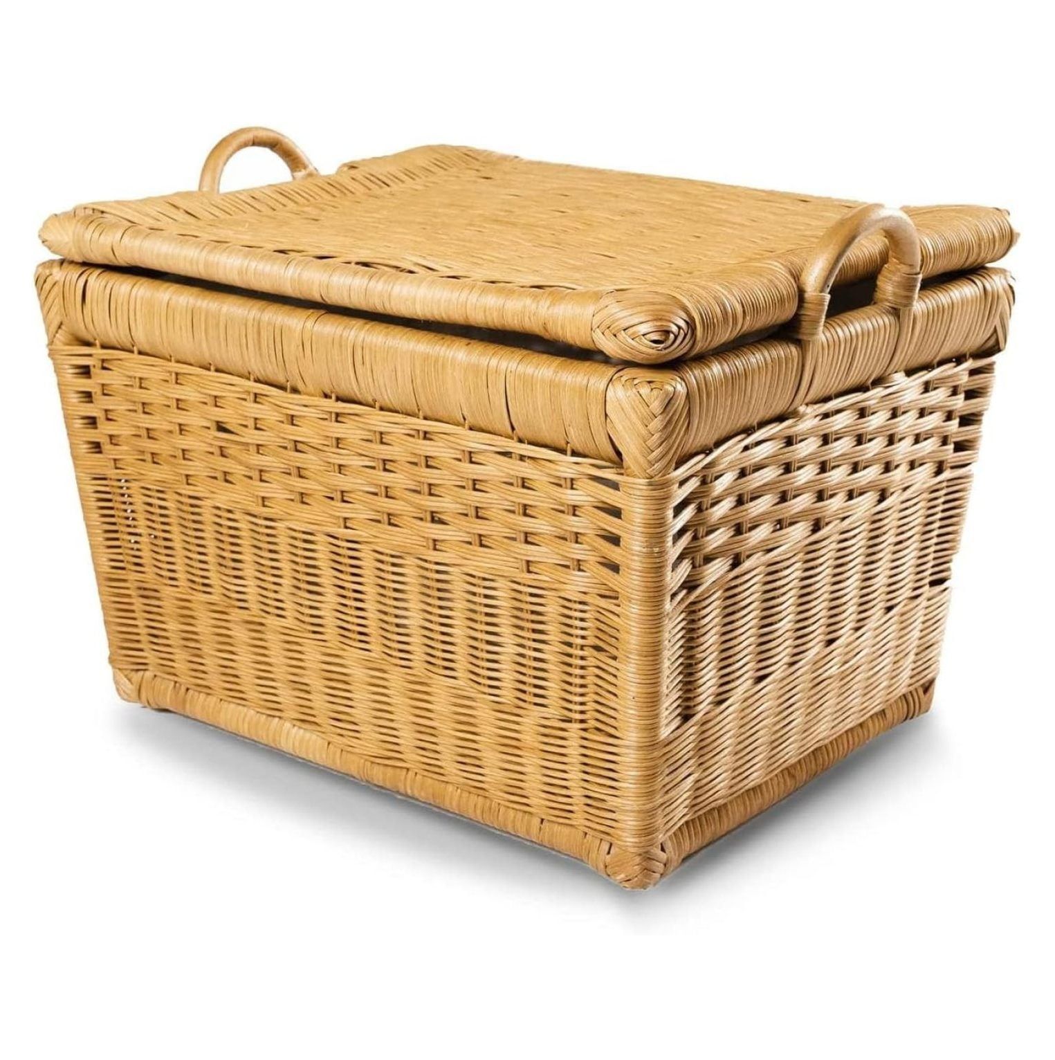 Medium Sandstone Rattan Lift-Off Lid Storage Basket