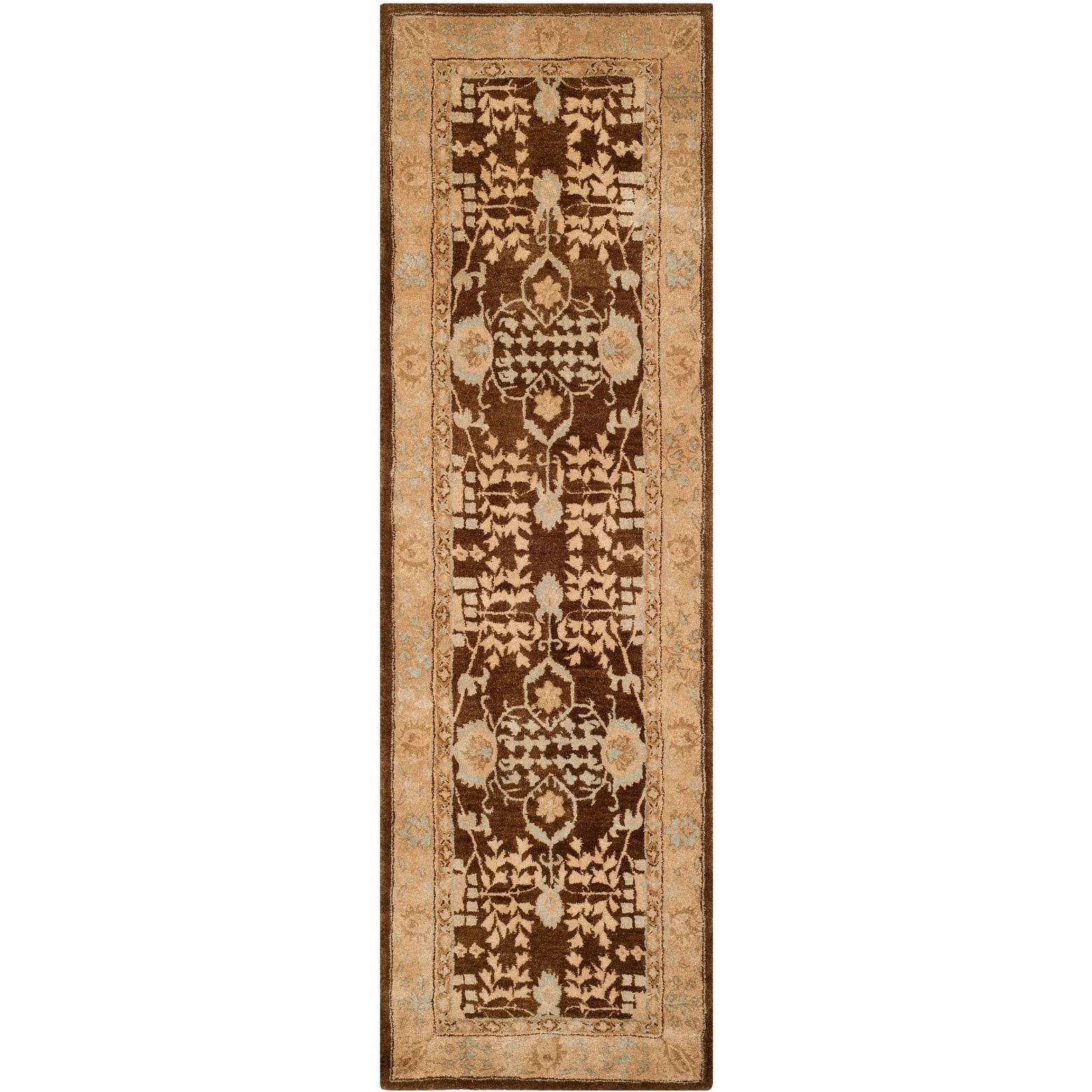 Light Brown and Beige Hand-Tufted Wool Runner Rug