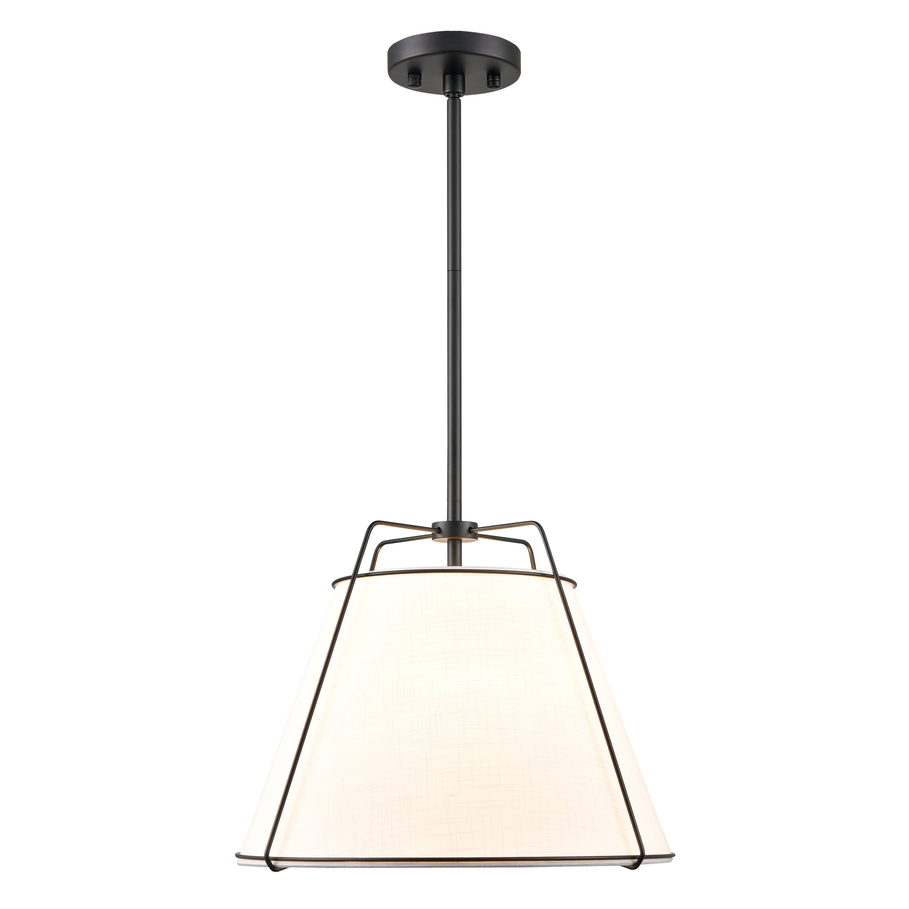 Lise Minimalist Black Drum Chandelier with Adjustable Rods