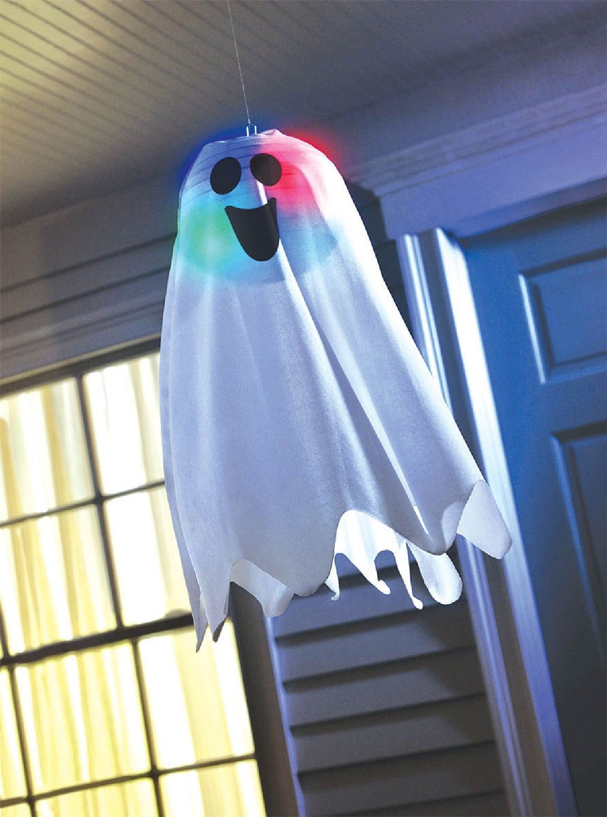 18" White Light-Up Hanging Ghost Decoration