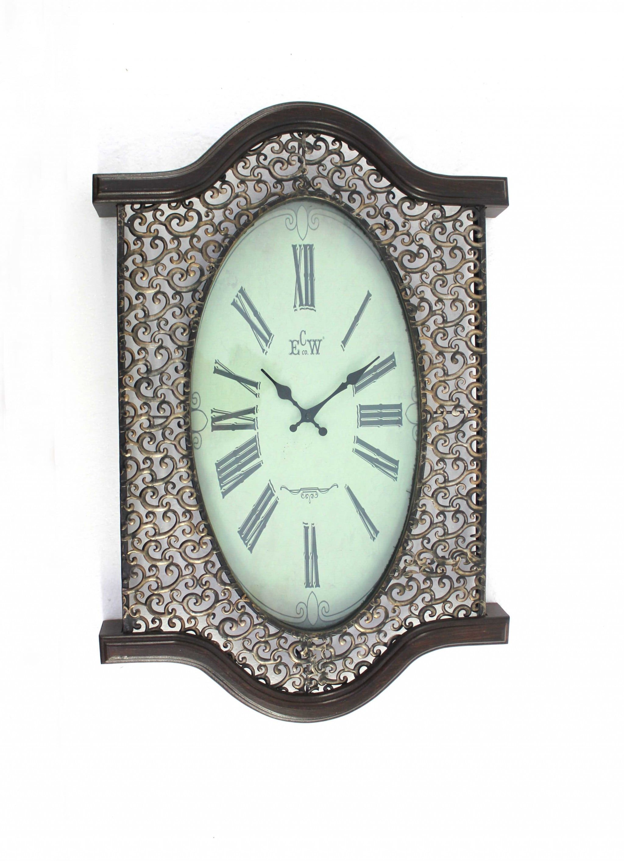 Bronze Finish Vintage Wooden Wall Clock with Intricate Design