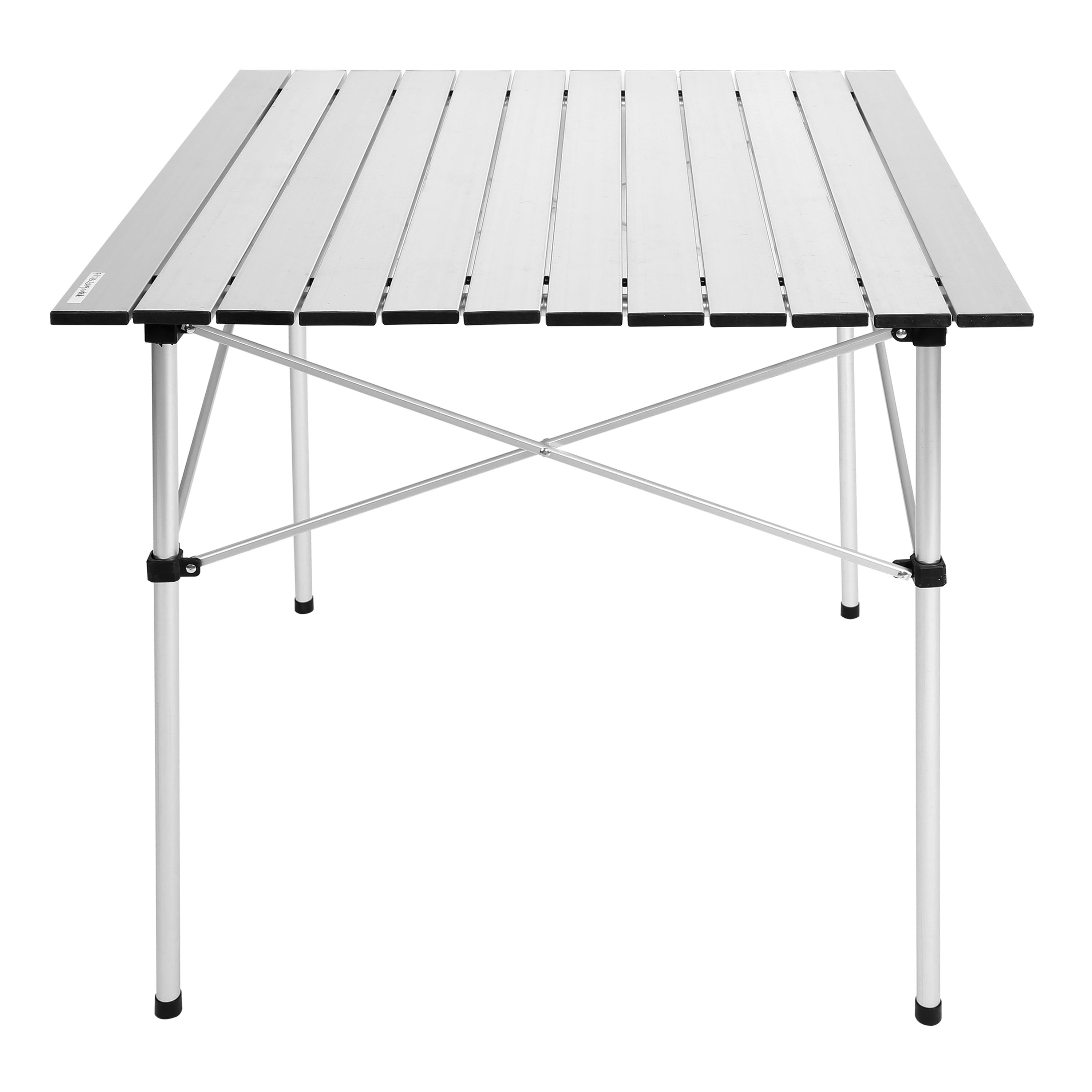 Ultra-Compact White Aluminum Folding Camping Table with Carry Bag