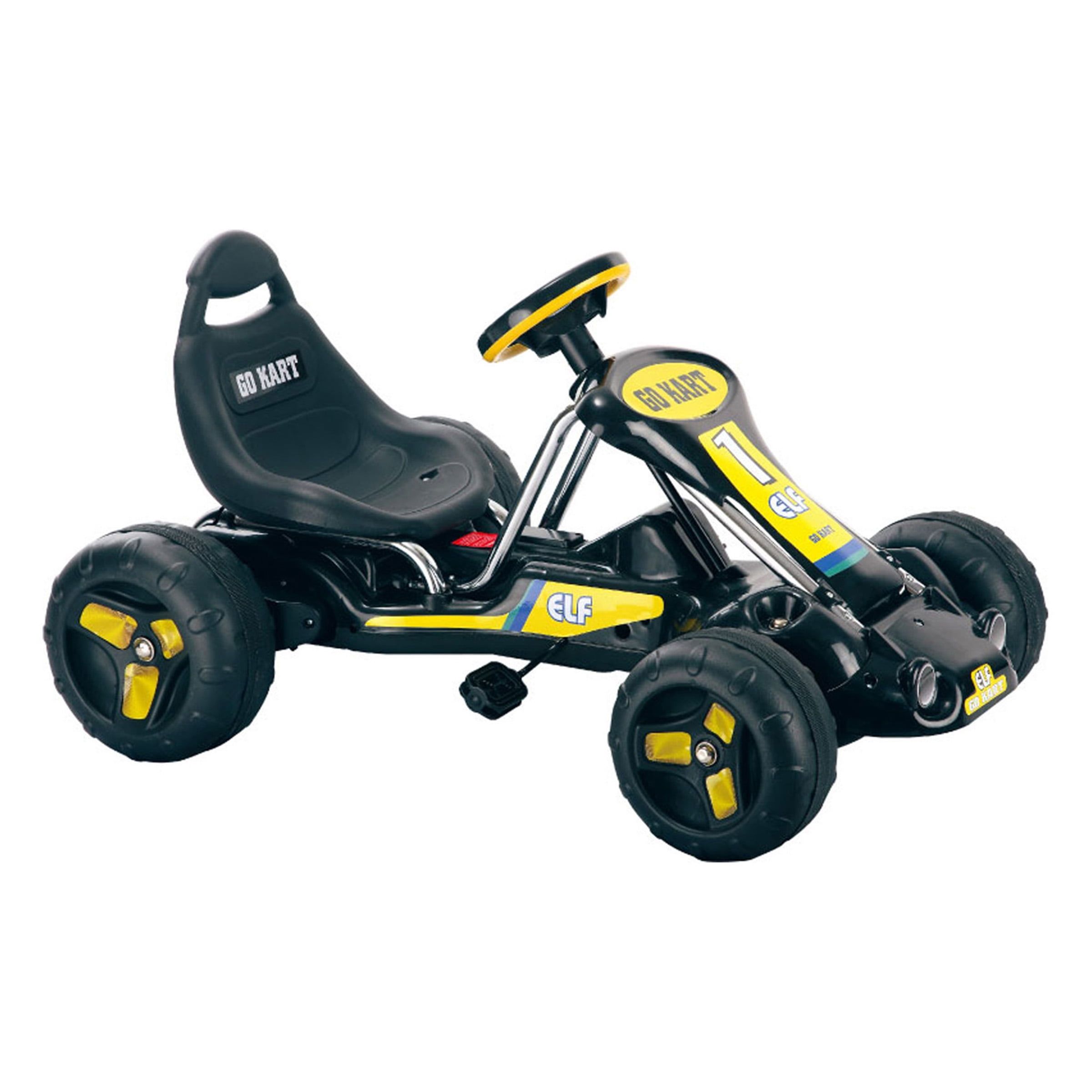 Black and Yellow 4-Wheel Pedal Go Kart for Kids