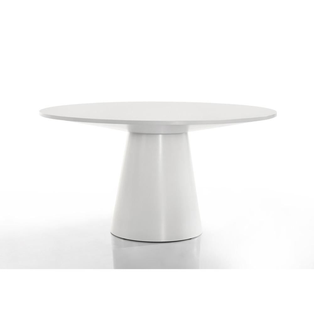 White Round Pedestal Base Contemporary Dining Table