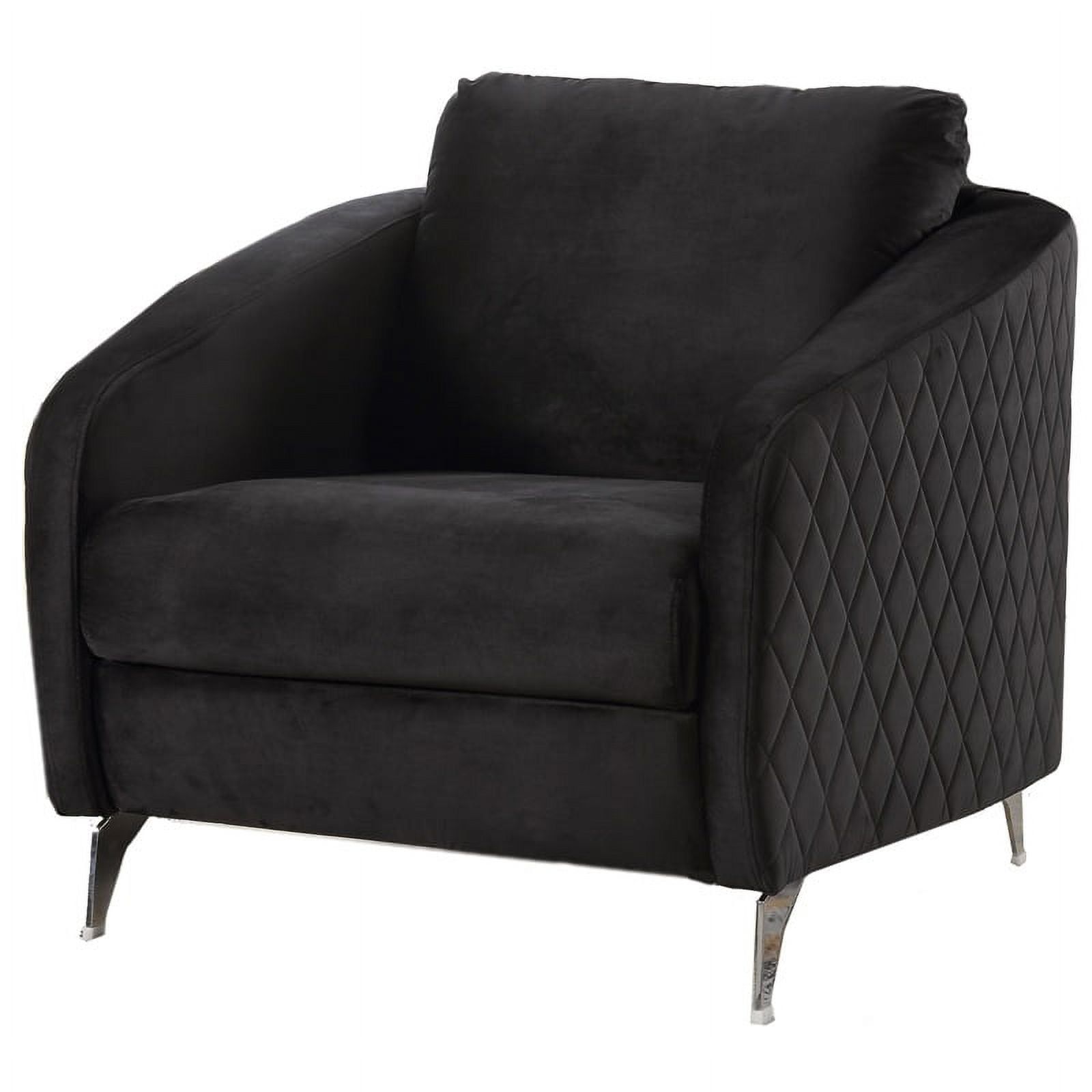 Sofia Black Velvet Modern Accent Armchair with Chrome Legs