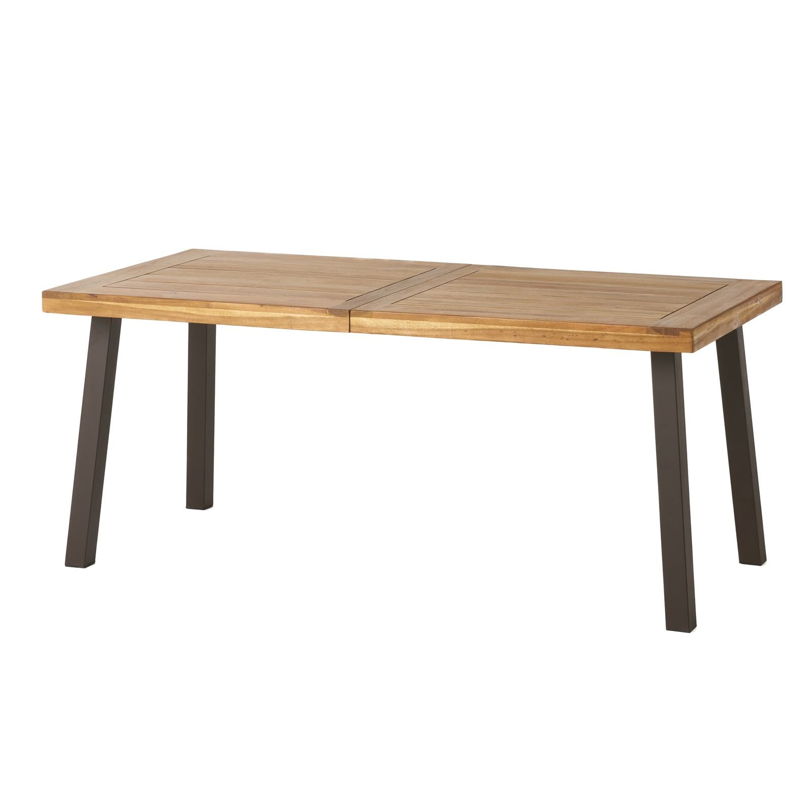 Daria Natural Stained Acacia Wood Dining Table with Rustic Metal Legs