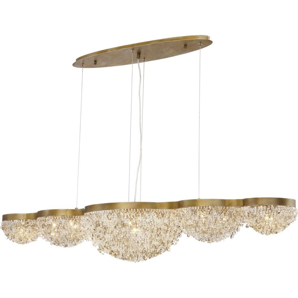 Antique Gold 15-Light Crystal Linear Chandelier