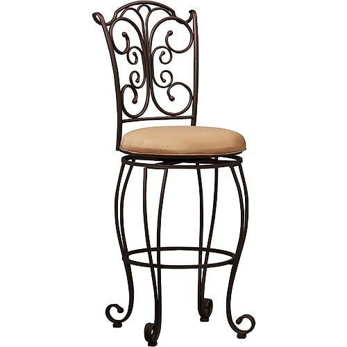 Light Brown Swivel Bar Stool with Metal Frame