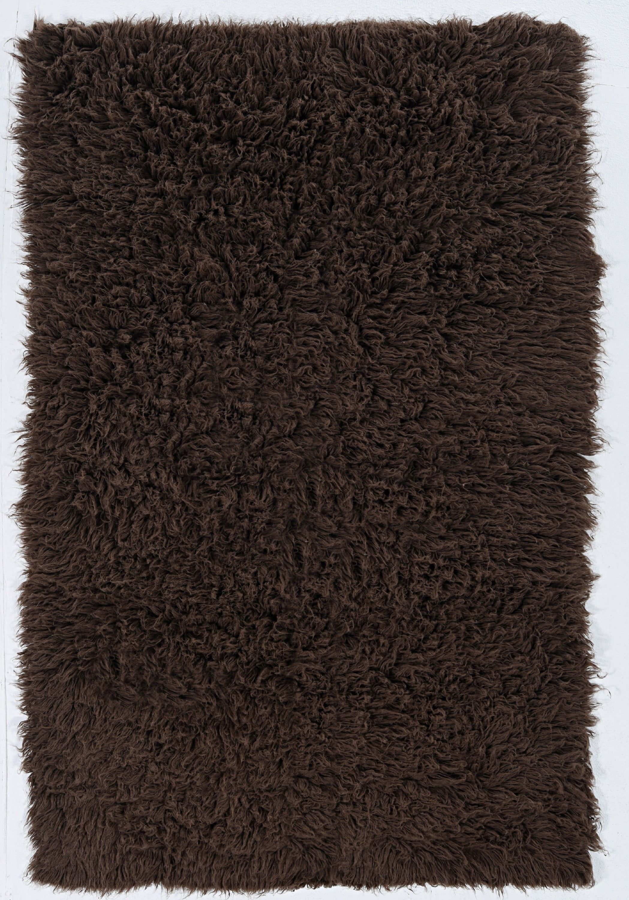 Handmade Cocoa Wool and Synthetic Shag Rug