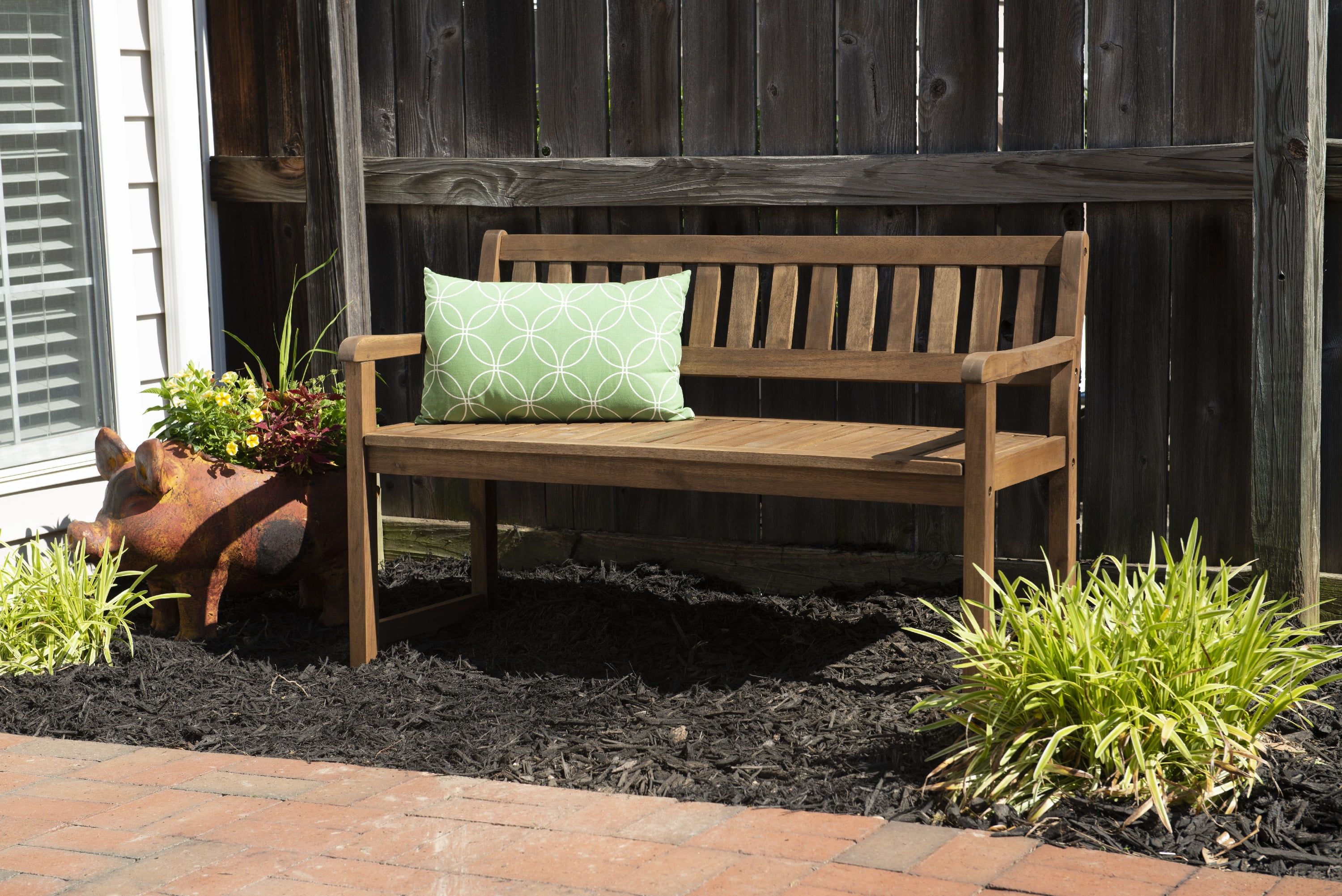 Catalan Classic Teak Finish Outdoor Bench 56'' in Acorn Brown