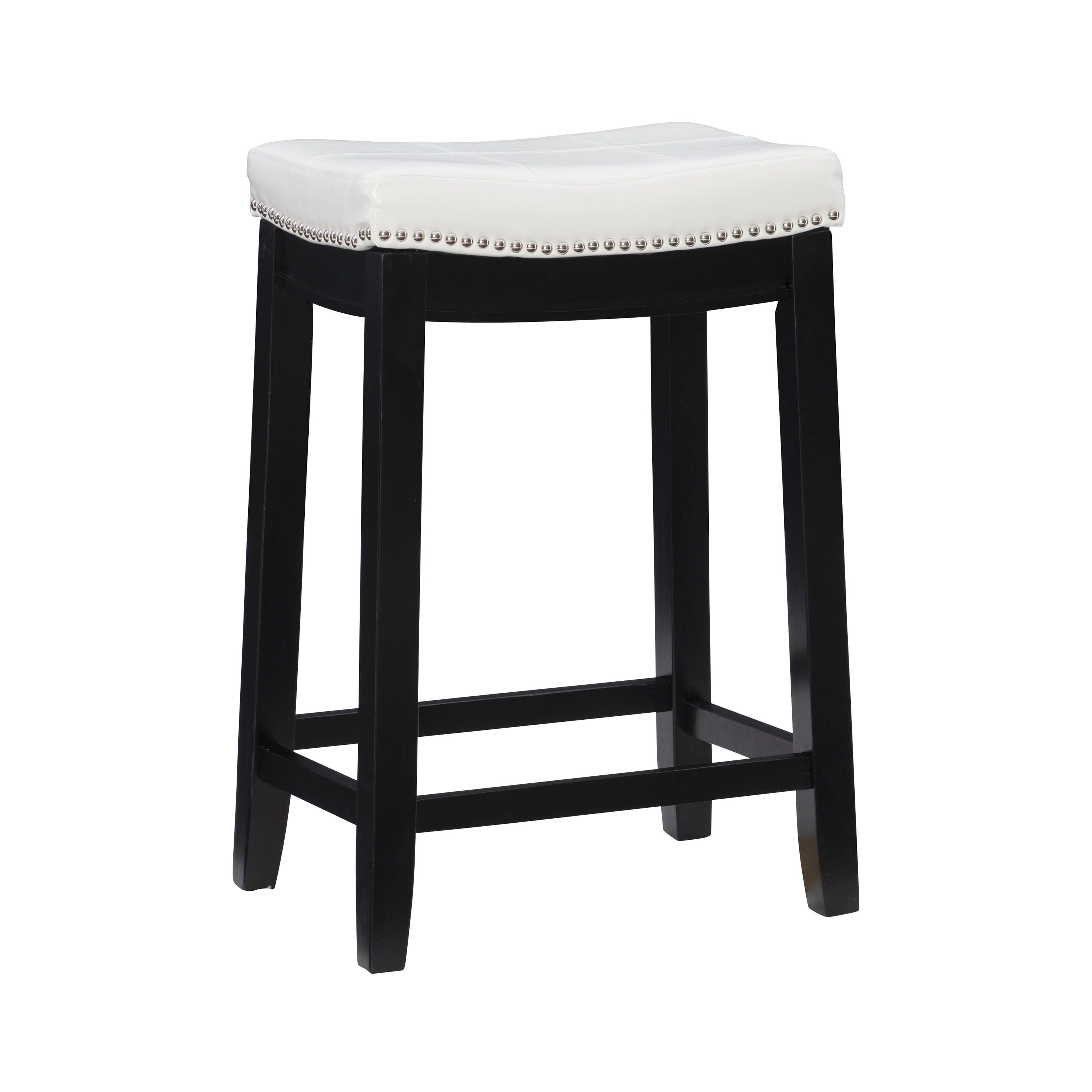 Claridge 26" White and Dark Brown Faux Leather Backless Counter Stool