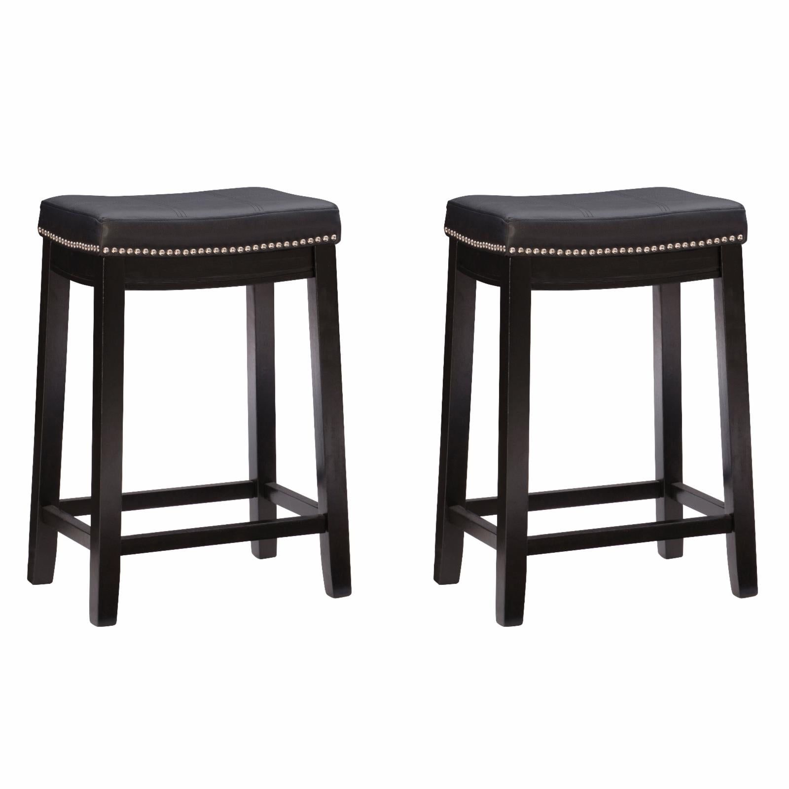 Claridge Boho Charm Black Faux Leather Counter Stool, Set of 2