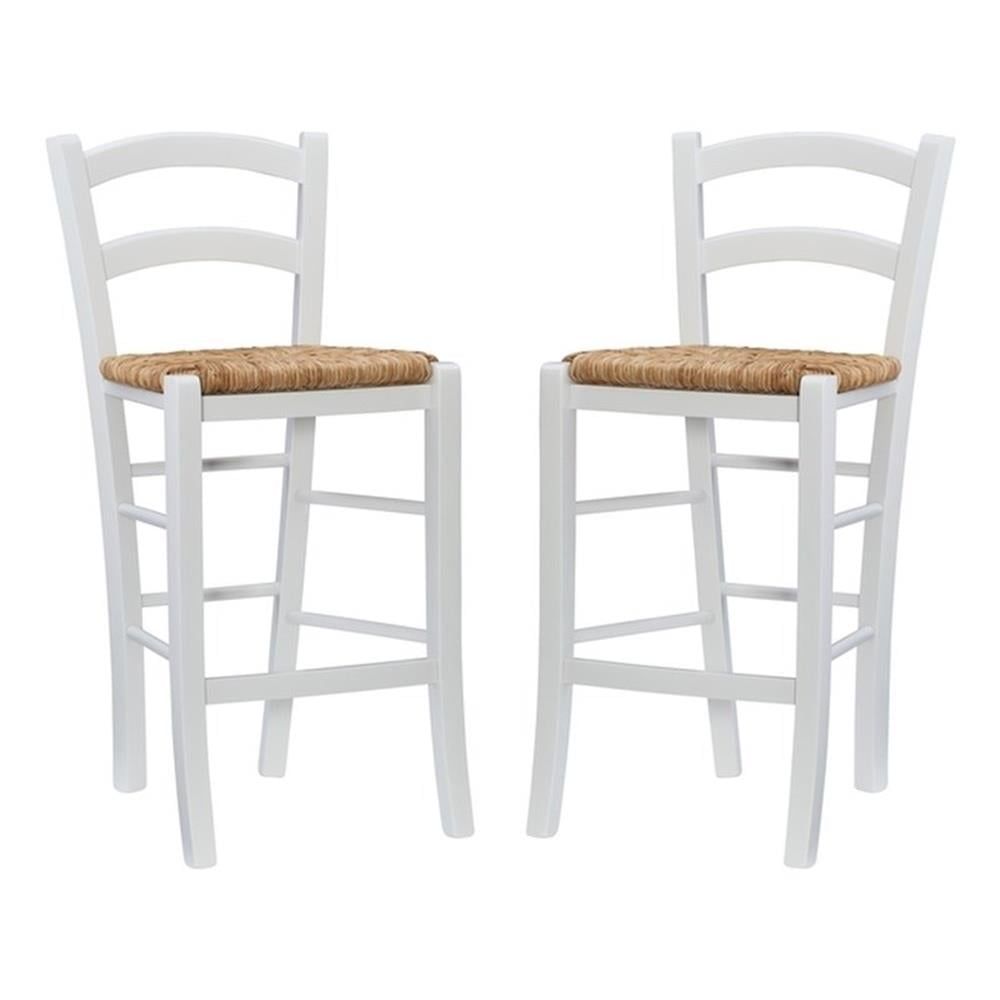 Classic White Beechwood 24.4" Counter Stools, Set of Two