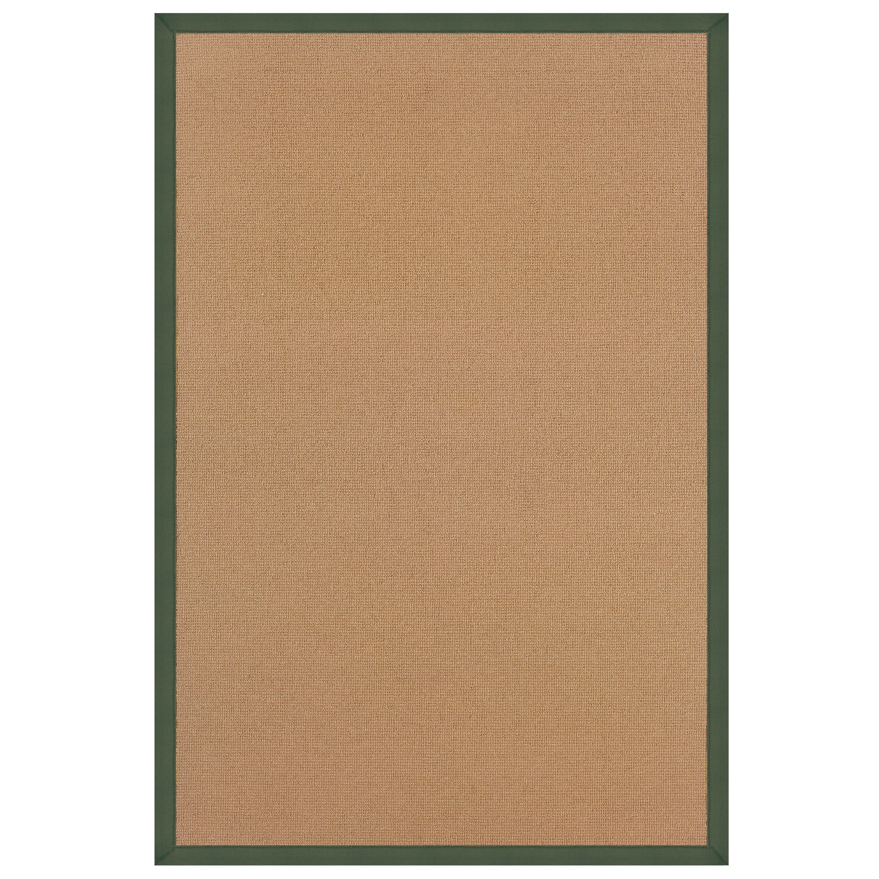 Handmade Green and Beige Wool Tufted Rectangular Rug, 5' x 8'