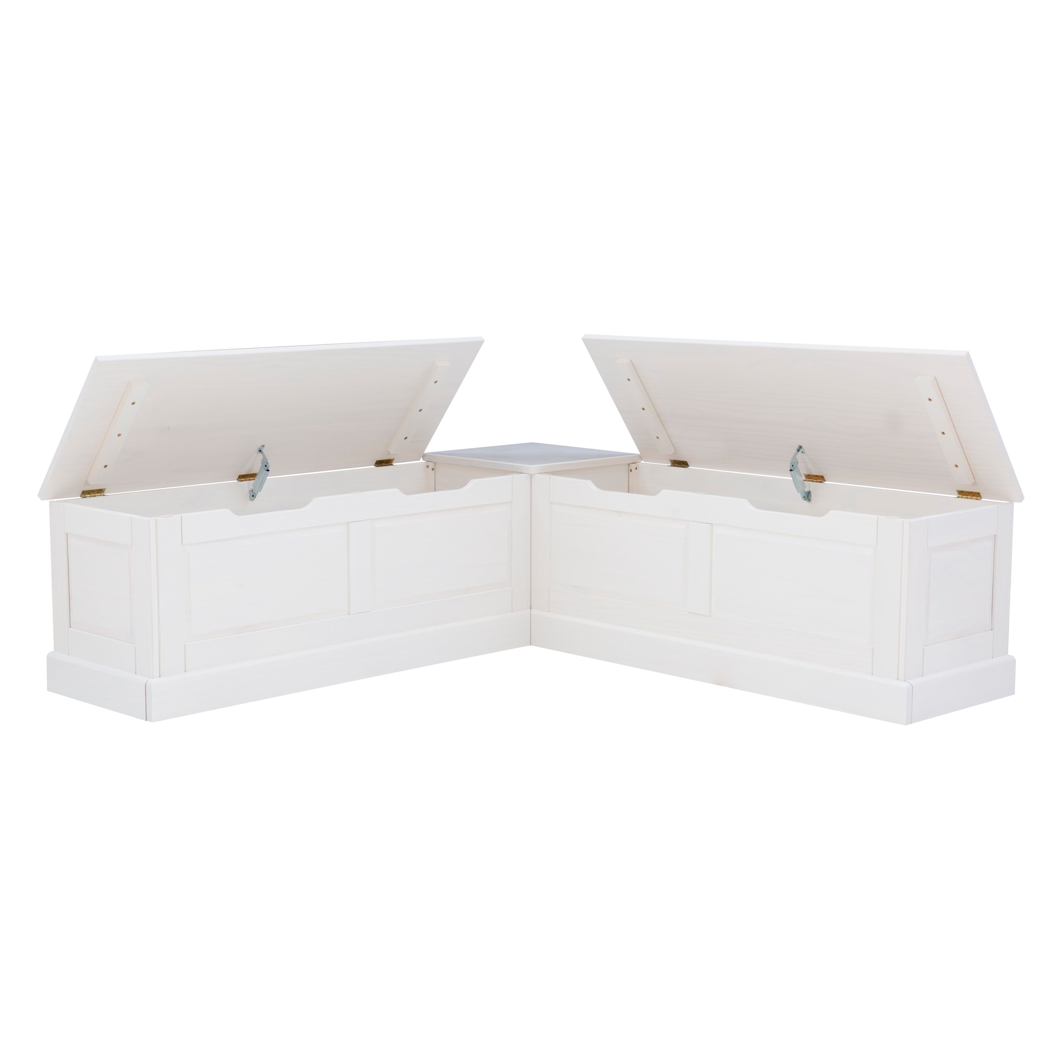 White Pine L-Shaped Backless Breakfast Nook Bench with Storage