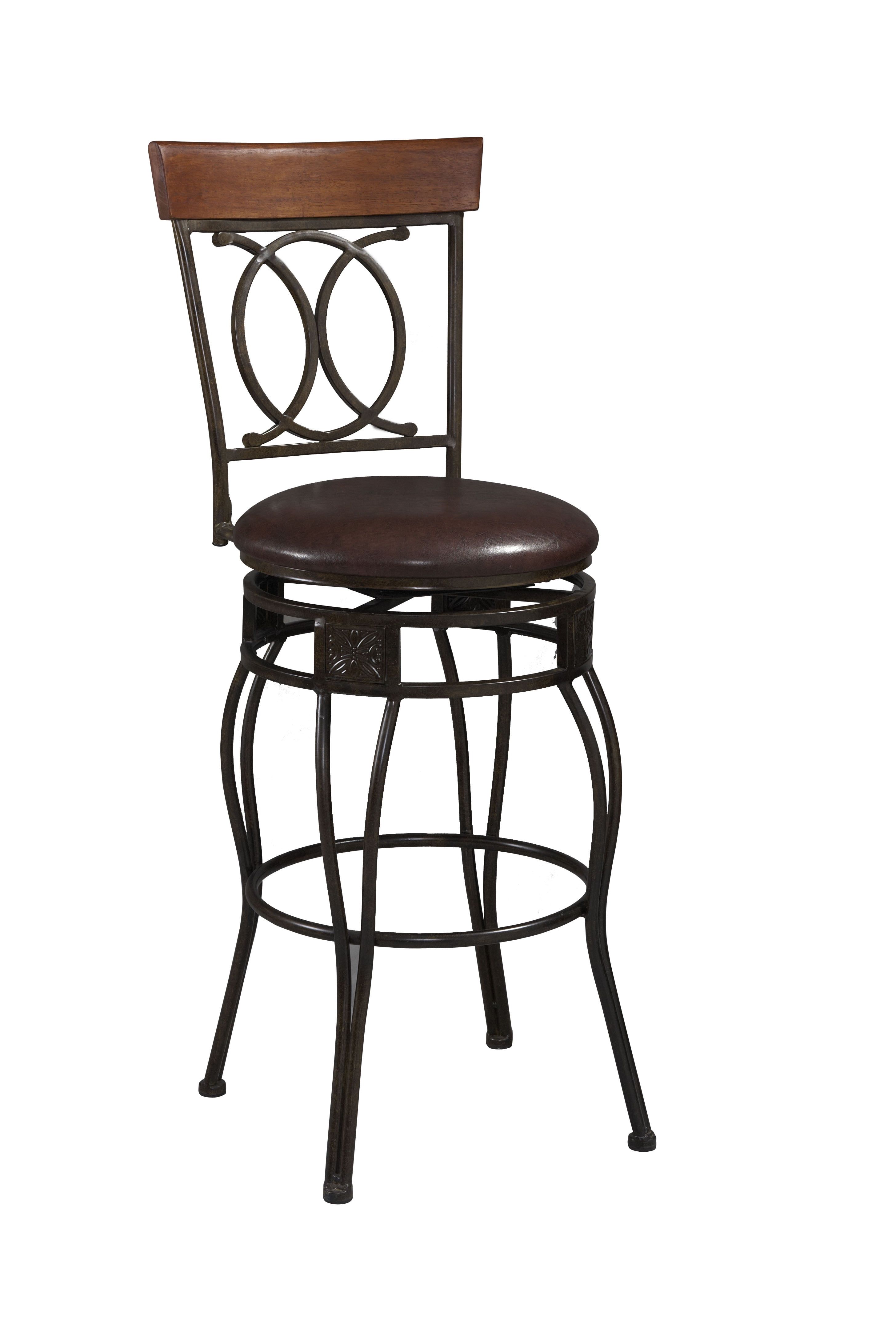 Matte Bronze 30" Swivel Bar Stool with Brown Faux Leather