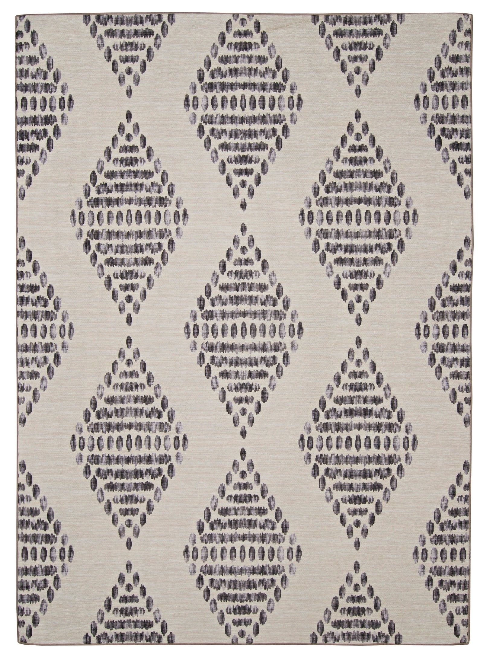 Ivory Geometric 5' x 7' Coastal Synthetic Area Rug