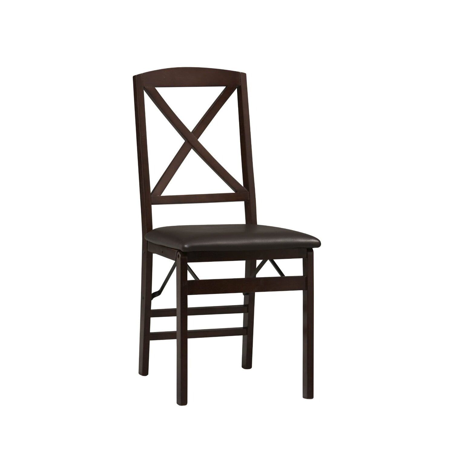 Brown Faux Leather High Cross Back Side Chair Set