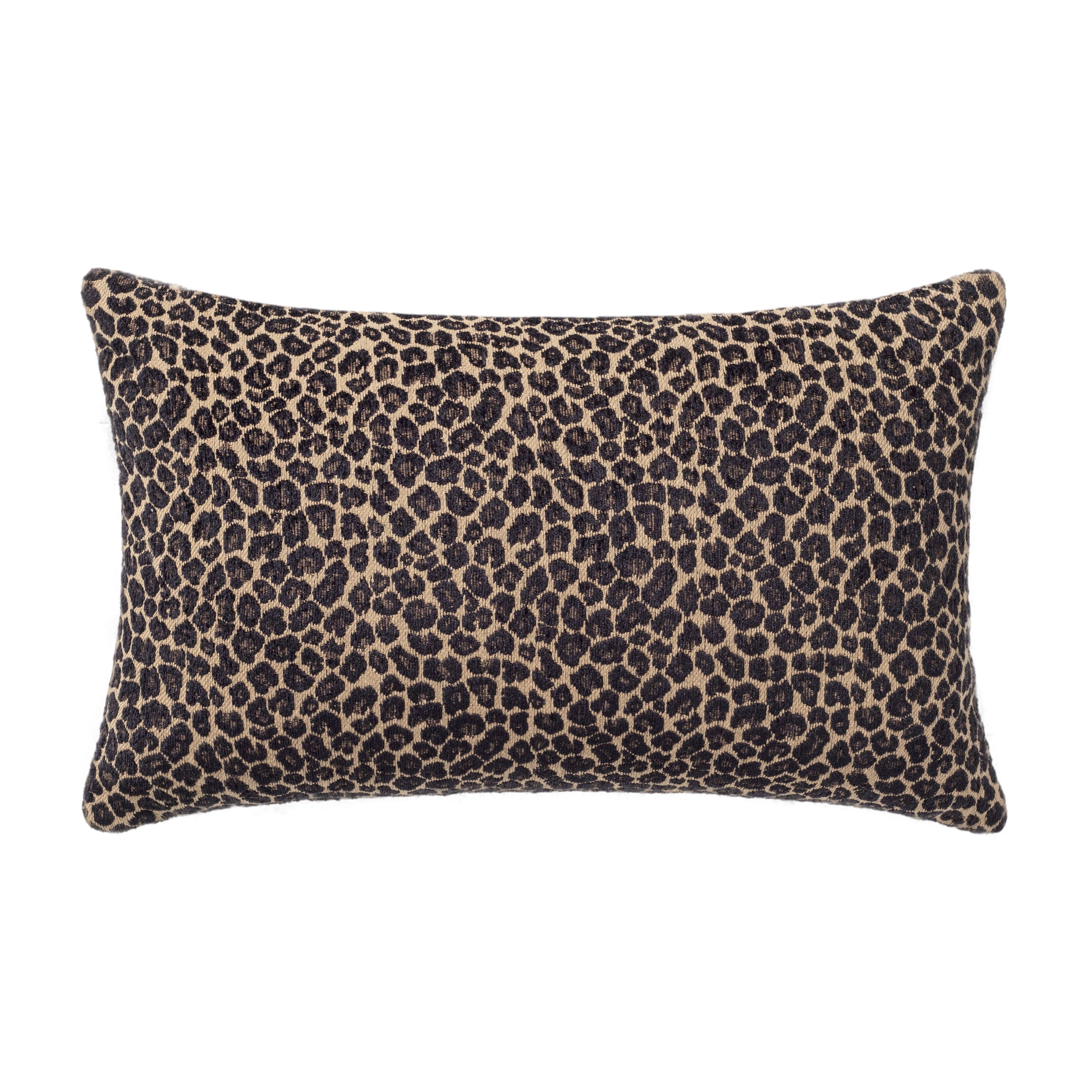 Black and Beige Woven Cotton Polyester Lumbar Throw Pillow