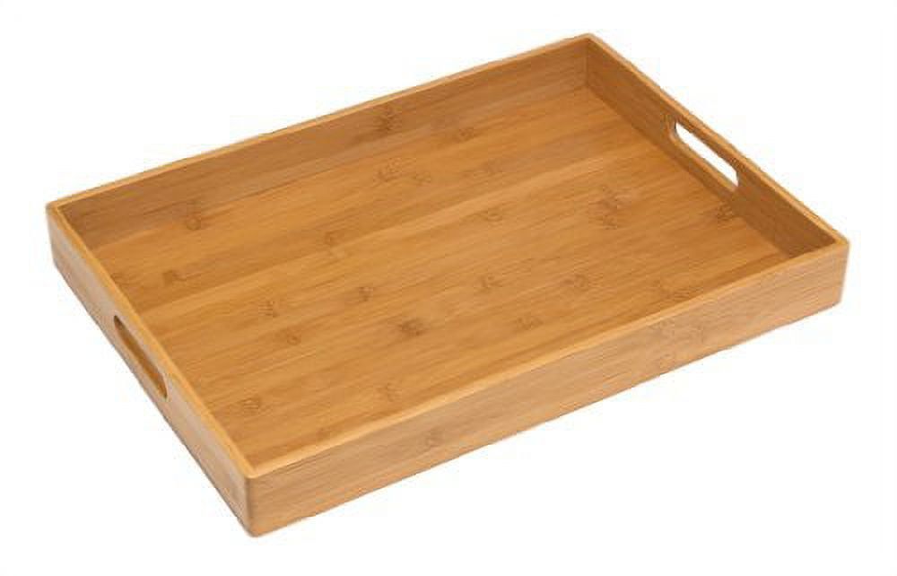 Elegant Bamboo Wood Serving Tray, 19.75" x 13.75"