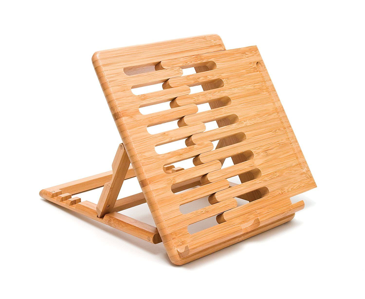 Adjustable Natural Bamboo Expandable Tablet Stand