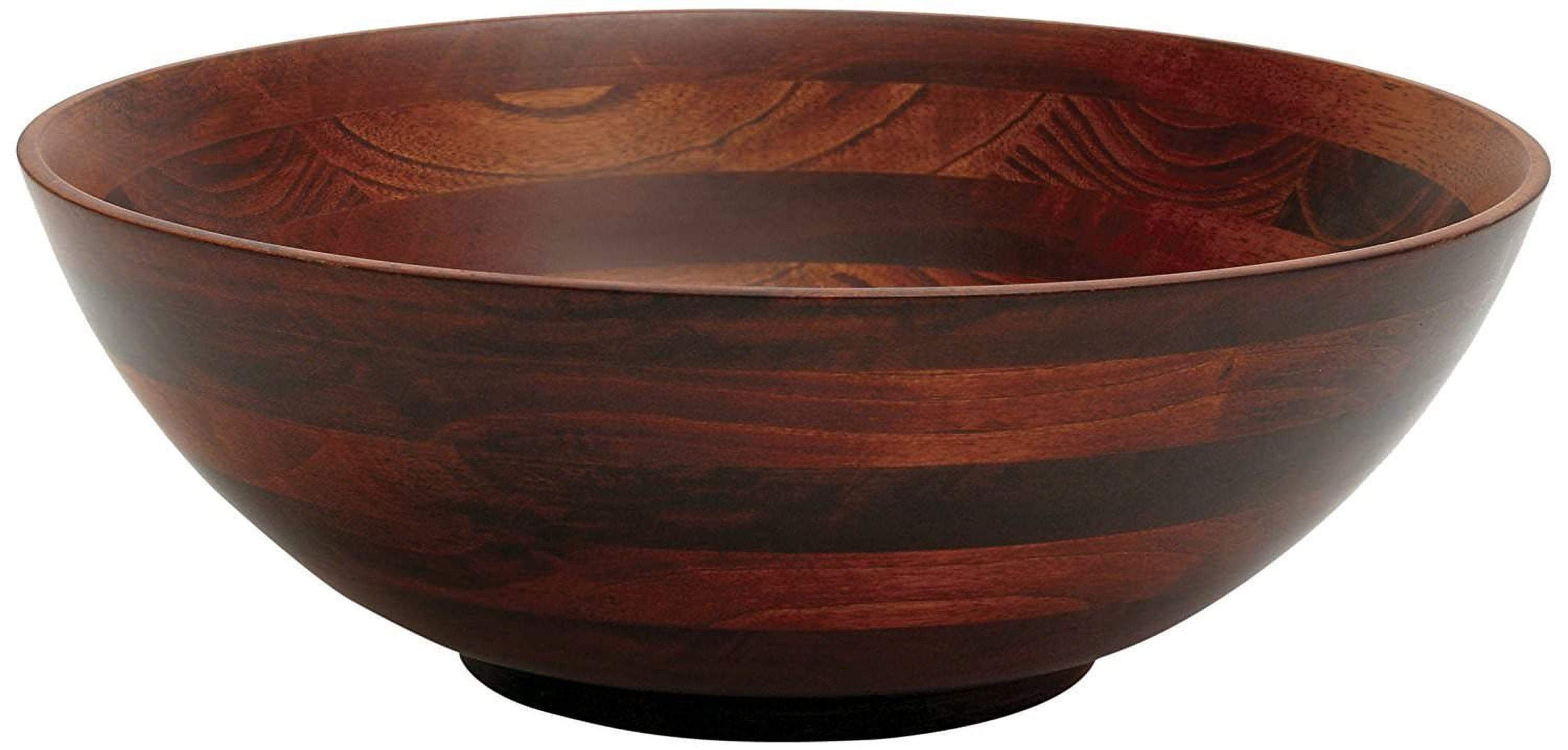 Large Cherry Finish Round Wooden Serving Bowl