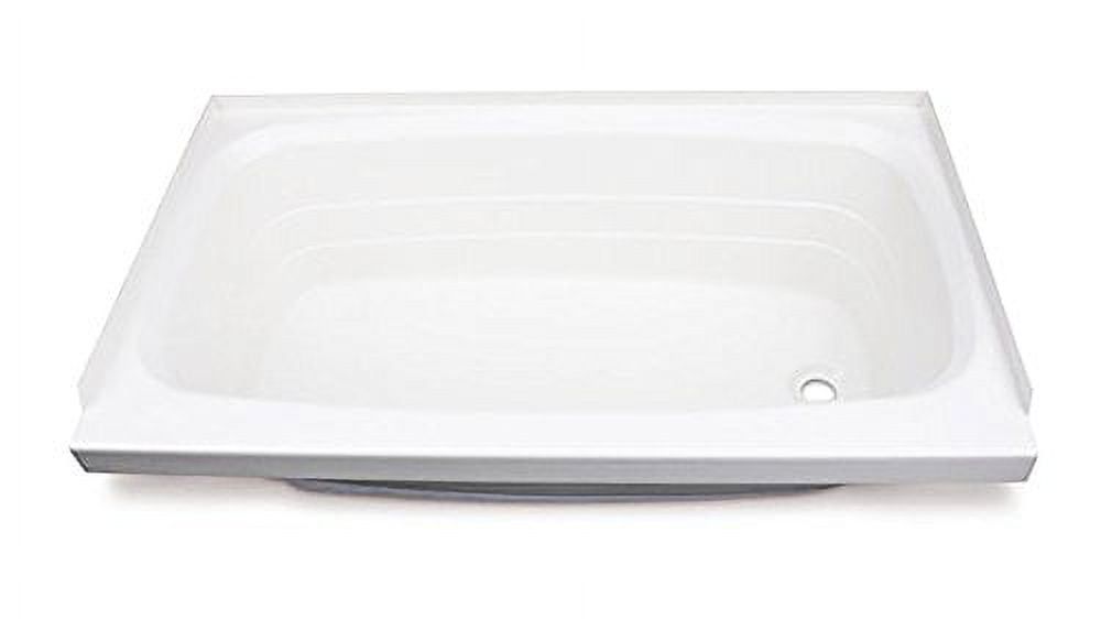 White 46" x 24" Fiberglass Rectangular Bathtub with Right Drain