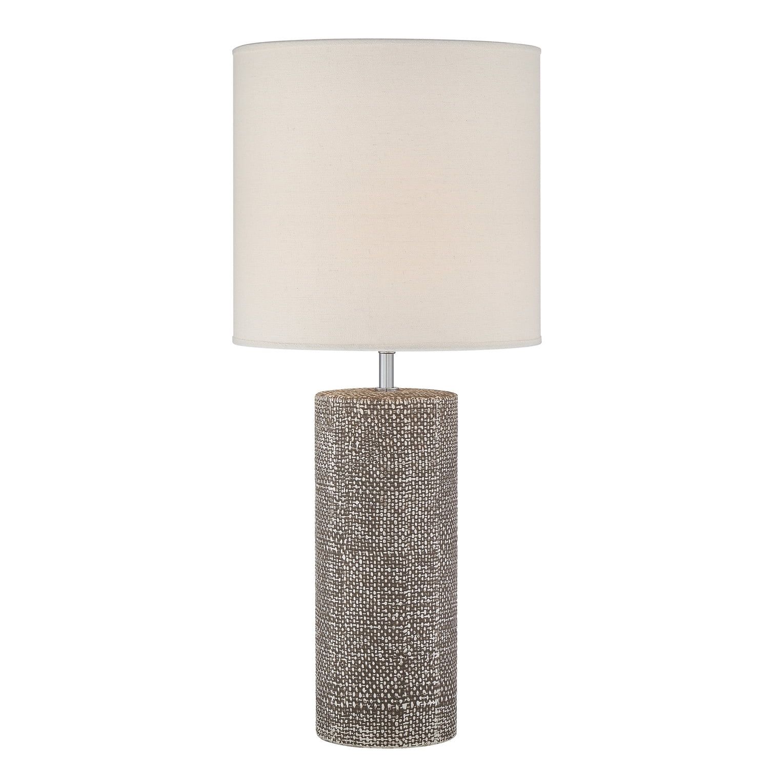 Dustin Dark Brown Ceramic Column Table Lamp with White Shade