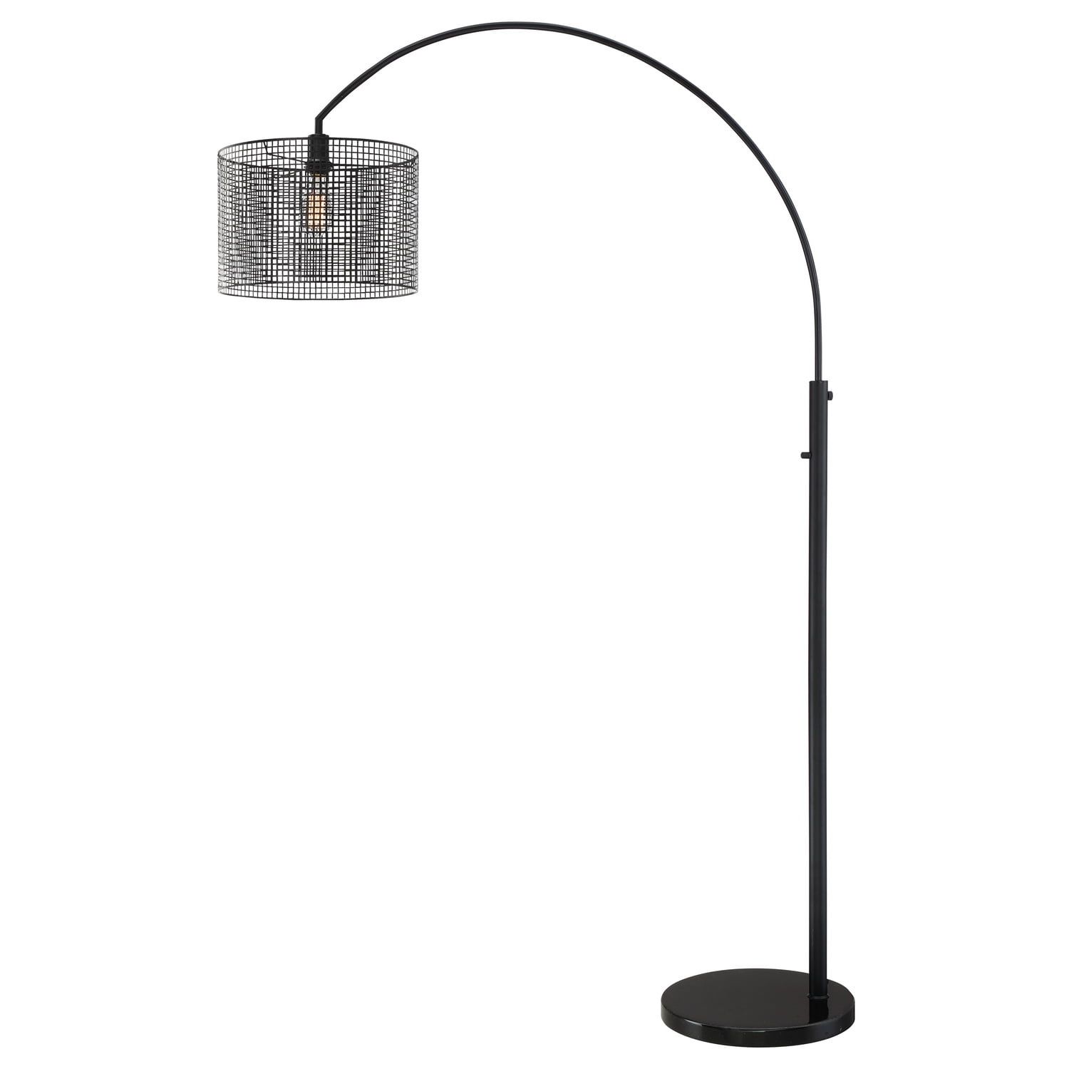 Hamilton Industrial Arc Floor Lamp in Black with Mesh Metal Shade