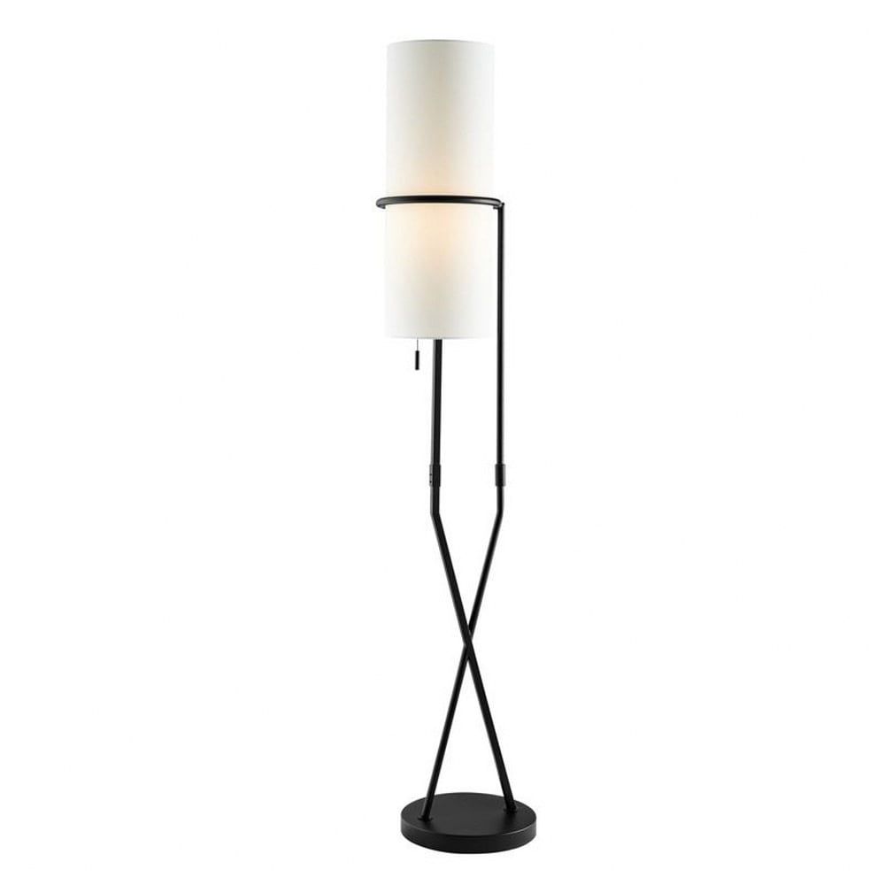 Xandra 64" Black Metal Column Floor Lamp with White Shade