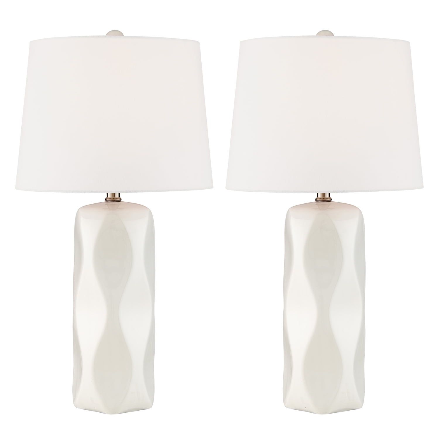 Odelia White Ceramic Cylinder Table Lamps Set of 2