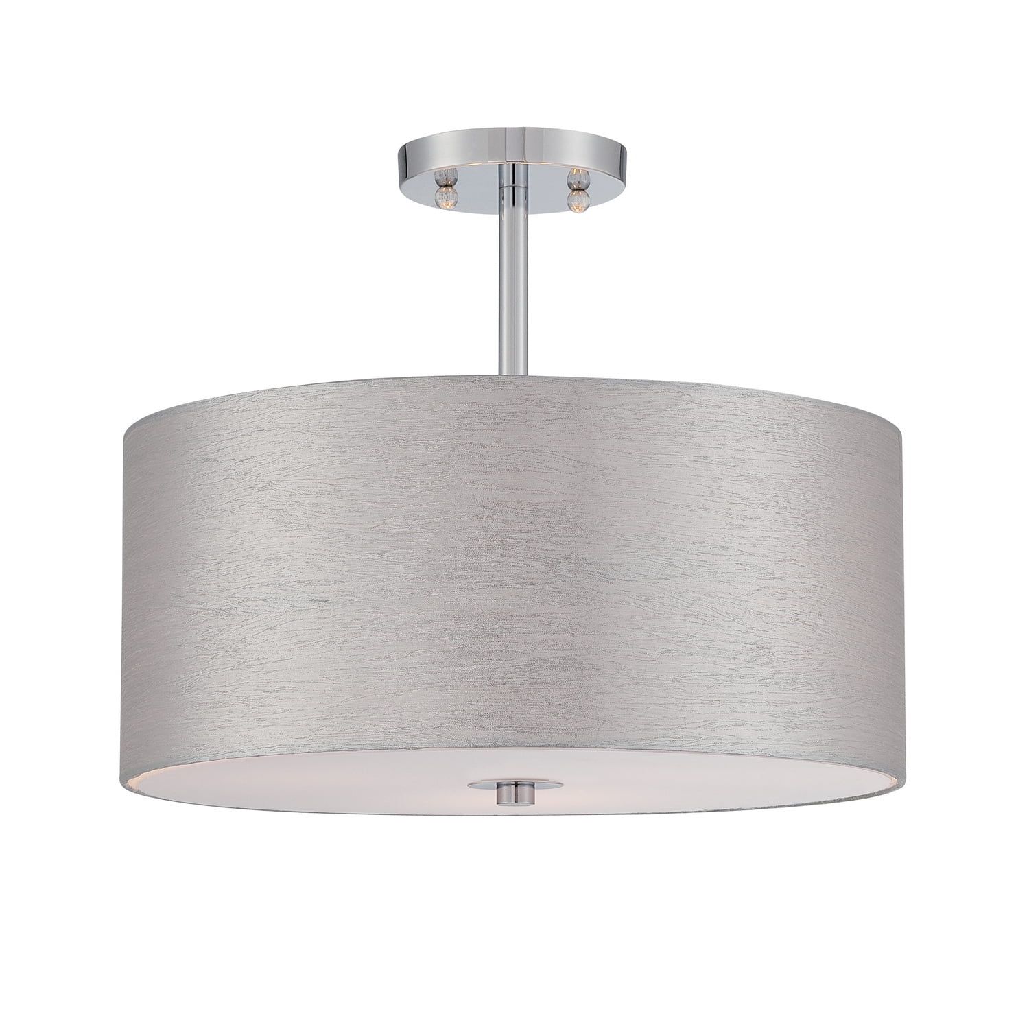 Chrome Drum Shade Semi-Flush Ceiling Light with Acrylic Diffuser