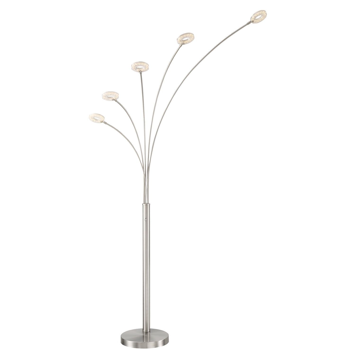 Zale Sleek Brushed Nickel 5-Light LED Arch Floor Lamp