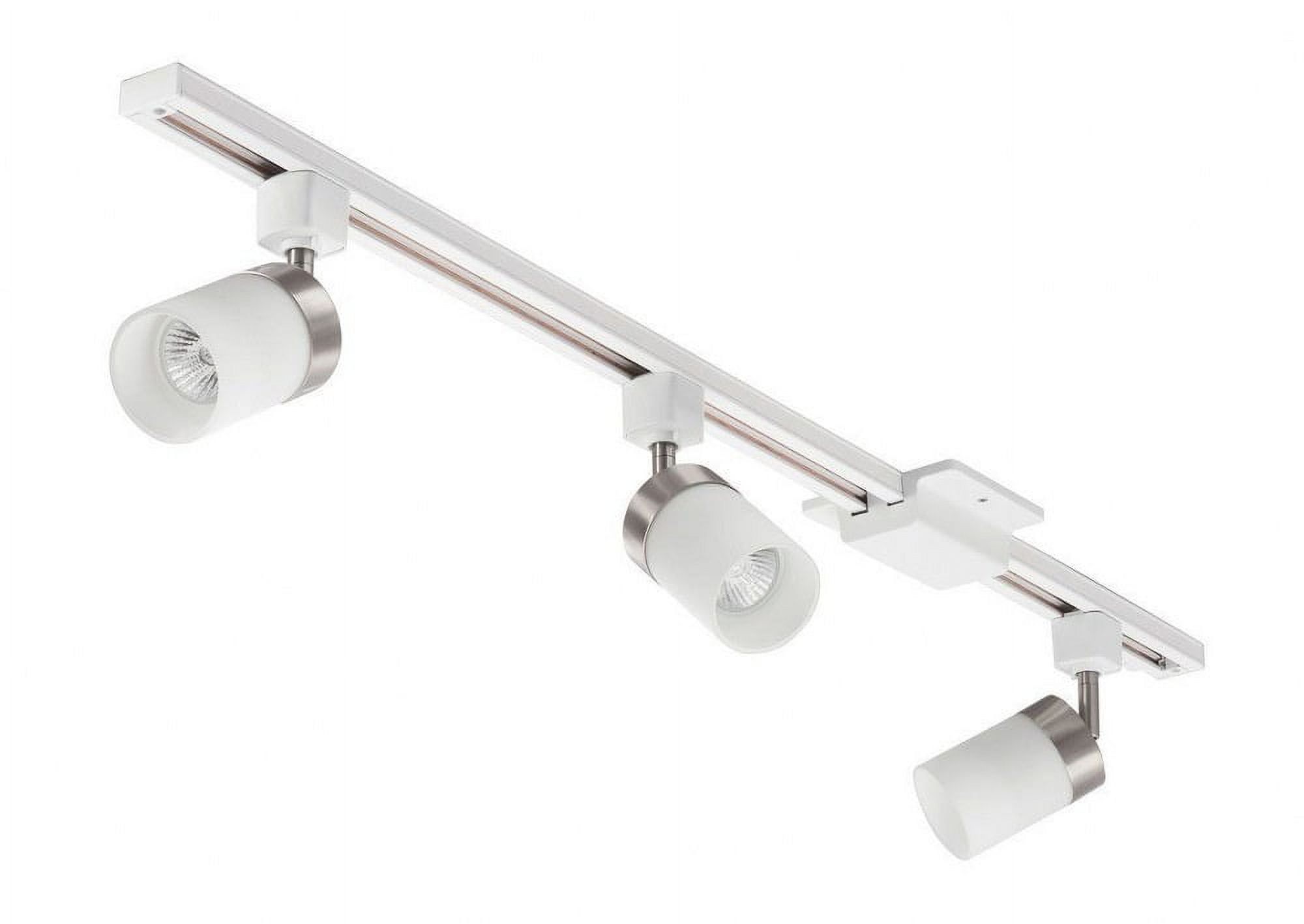 44'' White and Brush Nickel 3-Light Track Kit with Frosted Glass Shades