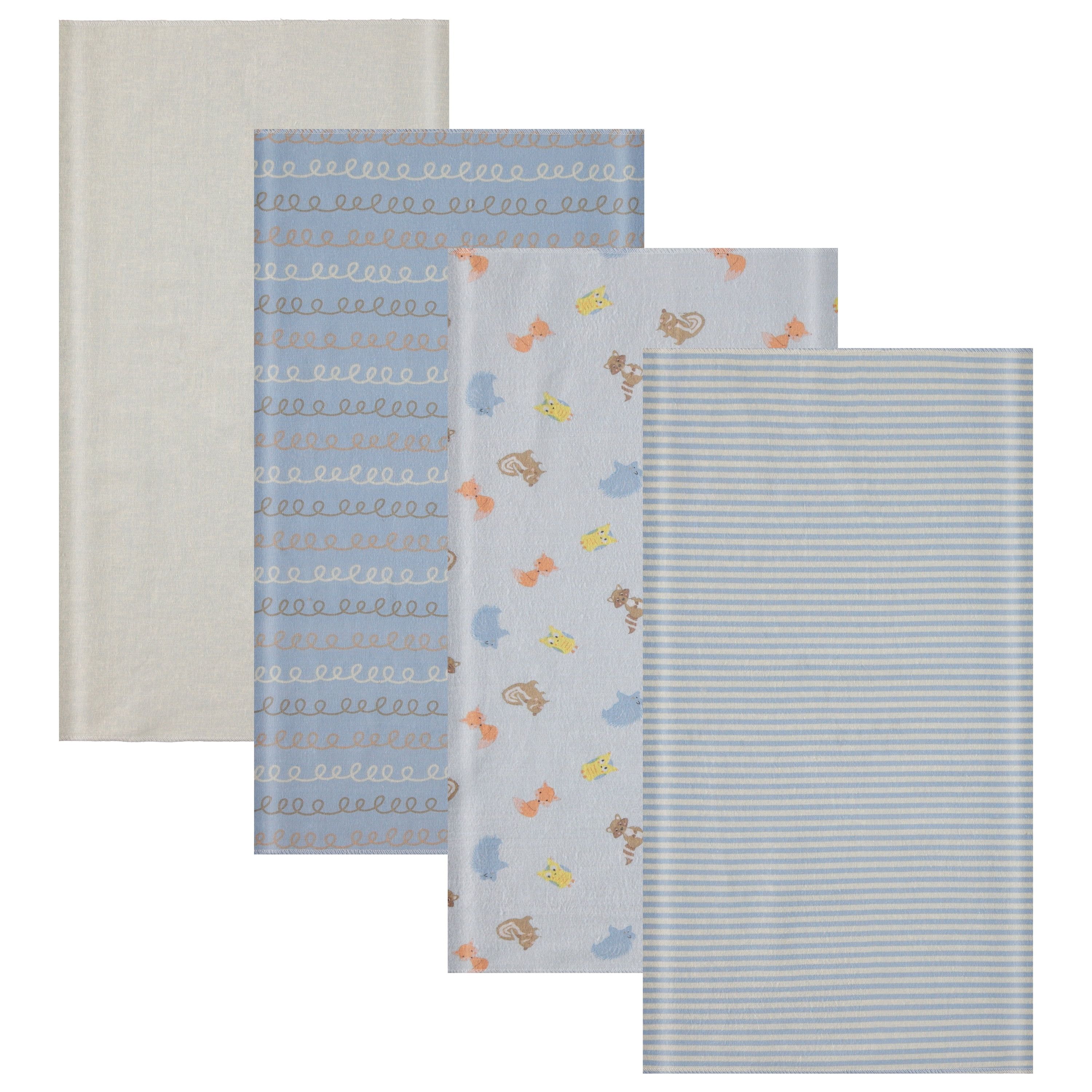 Friendly Animal 4-Pack Cotton Receiving Blankets