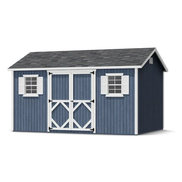 Classic Blue and White 10x14 Wooden Workshop Shed Kit with Windows