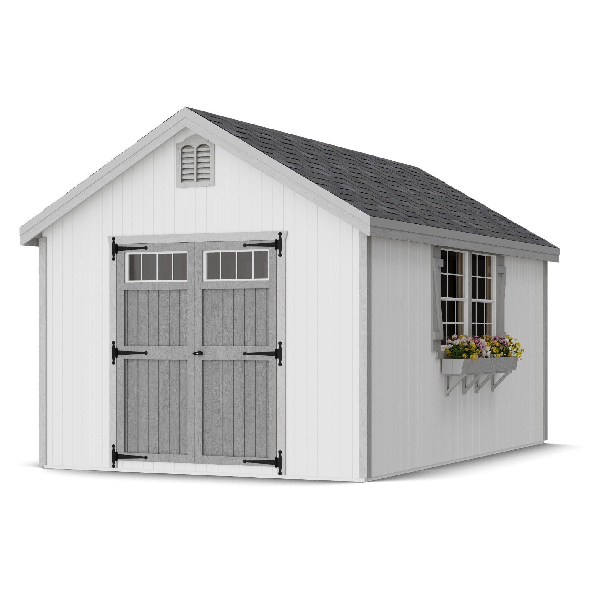Colonial Williamsburg 10' x 16' White and Gray Wood Storage Shed Kit