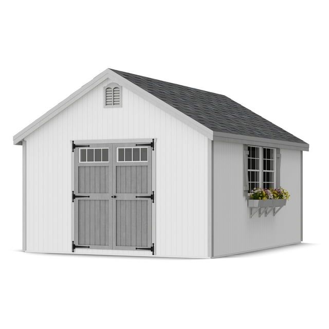 Colonial Williamsburg 12' x 16' White Wood Storage Shed Kit with Windows