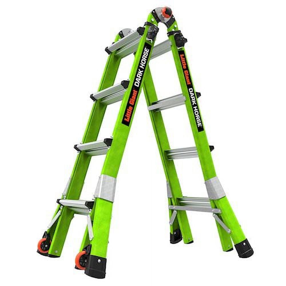 Little Giant 17ft Hi-Viz Green Fiberglass Multi-Position Ladder with Wheels