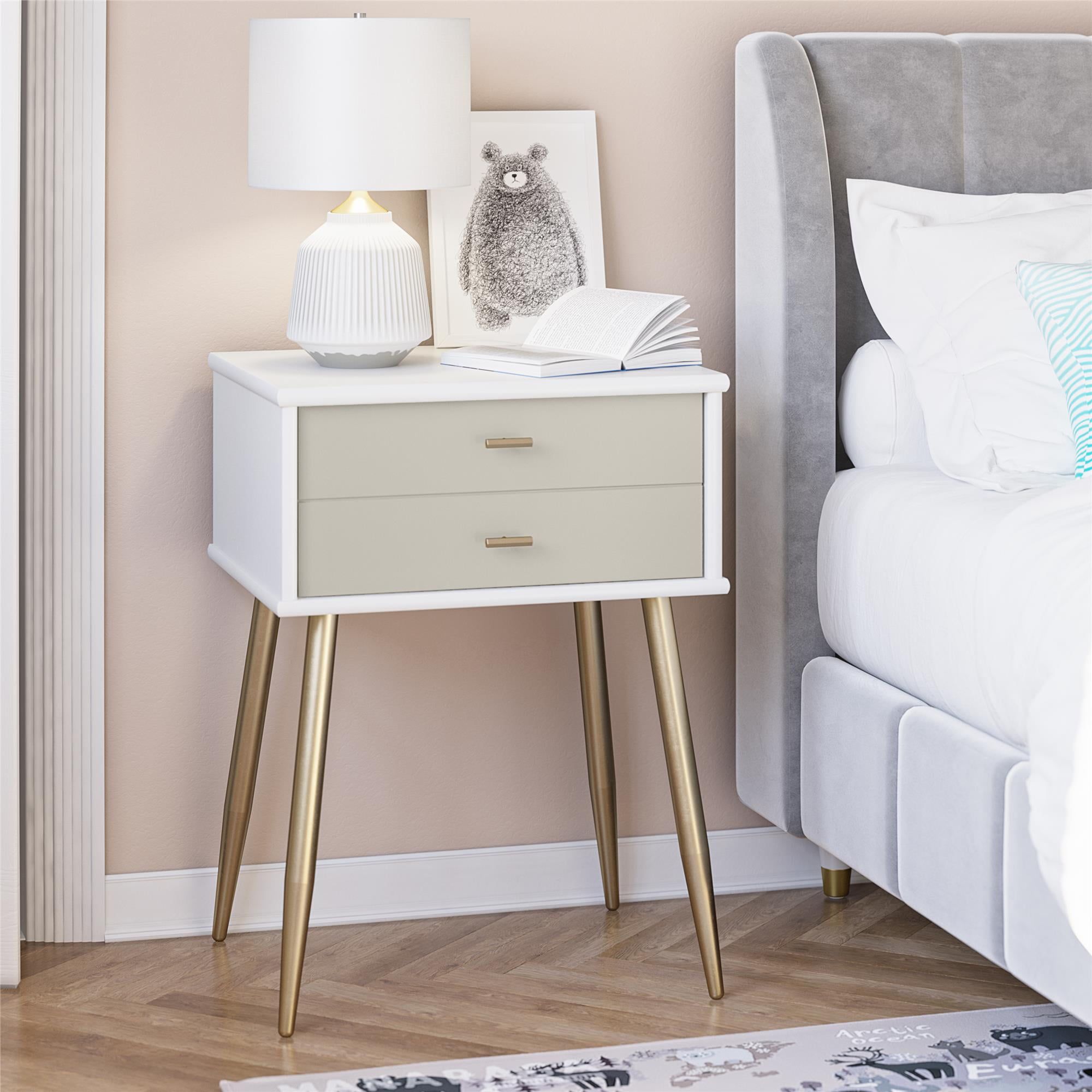 Valentina Mid-Century Modern White and Taupe 1-Drawer Nightstand