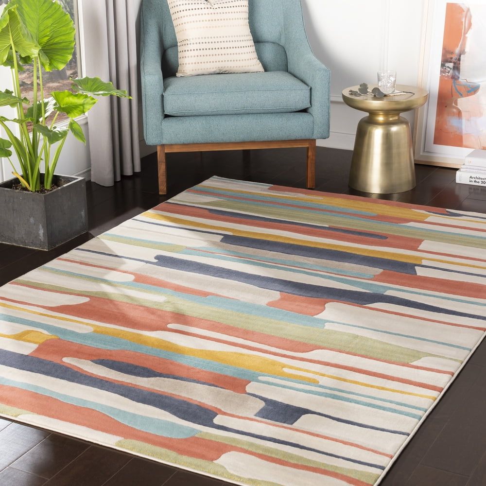 Colorful Abstract Low Pile Indoor Area Rug