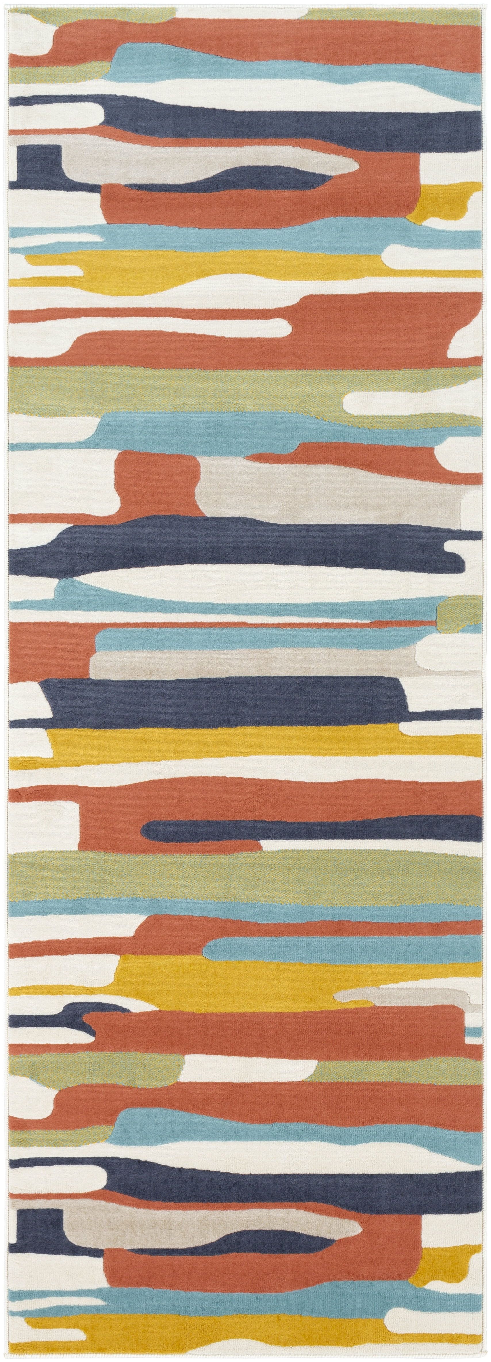 Colorful Abstract Low Pile Indoor Area Rug