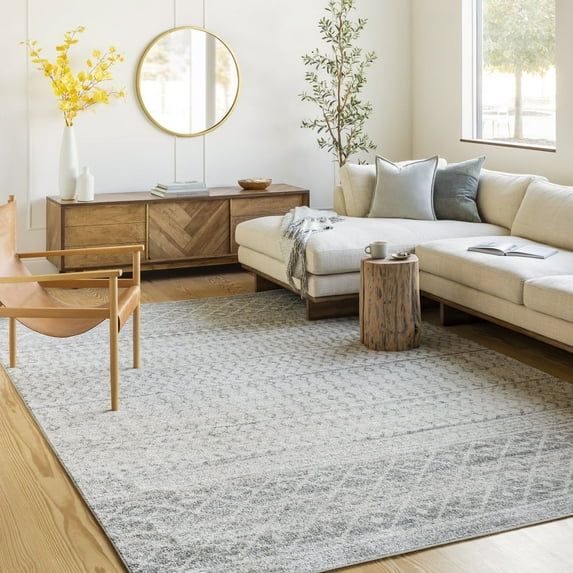 Gray Geometric Synthetic Rectangular 8' x 10' Area Rug
