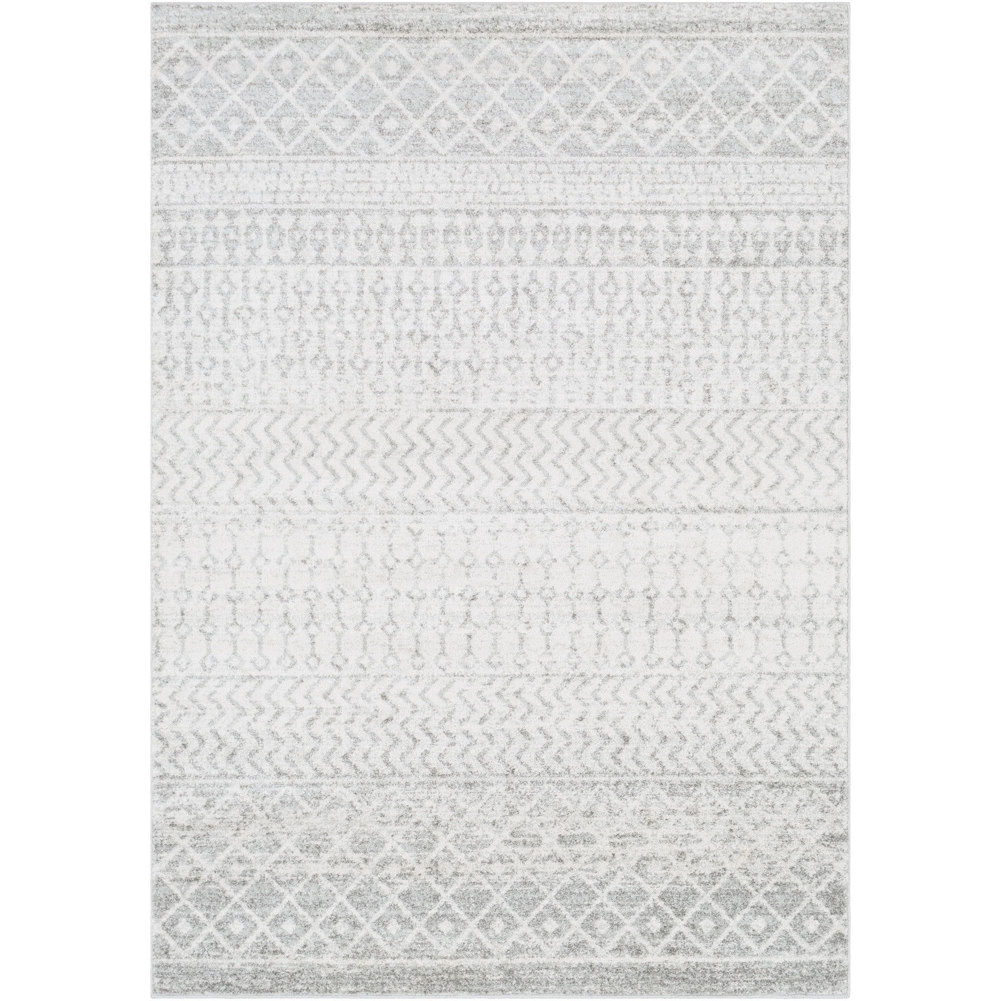 Gray Geometric Handmade Synthetic 5' x 7' Area Rug