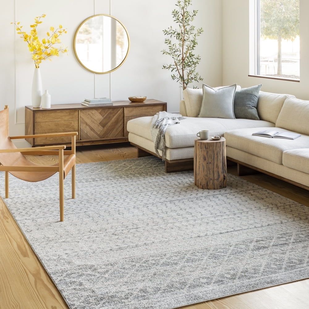 Gray Geometric Synthetic Rectangular 8' x 10' Area Rug