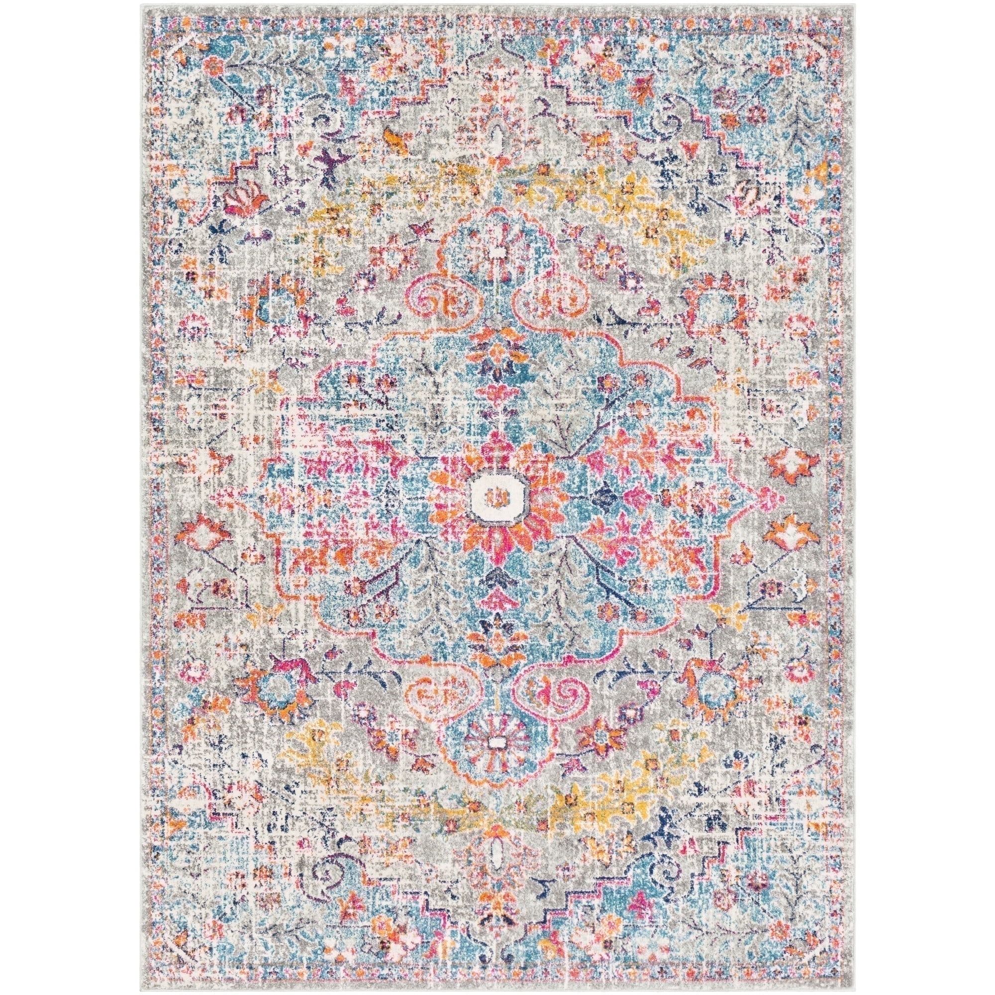 Blue 9' x 12' Oval Synthetic Oriental Area Rug