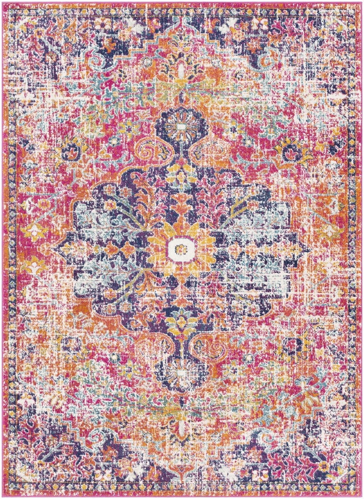 Odelia Multicolor Vintage Medallion Area Rug, 3'11" x 5'7"