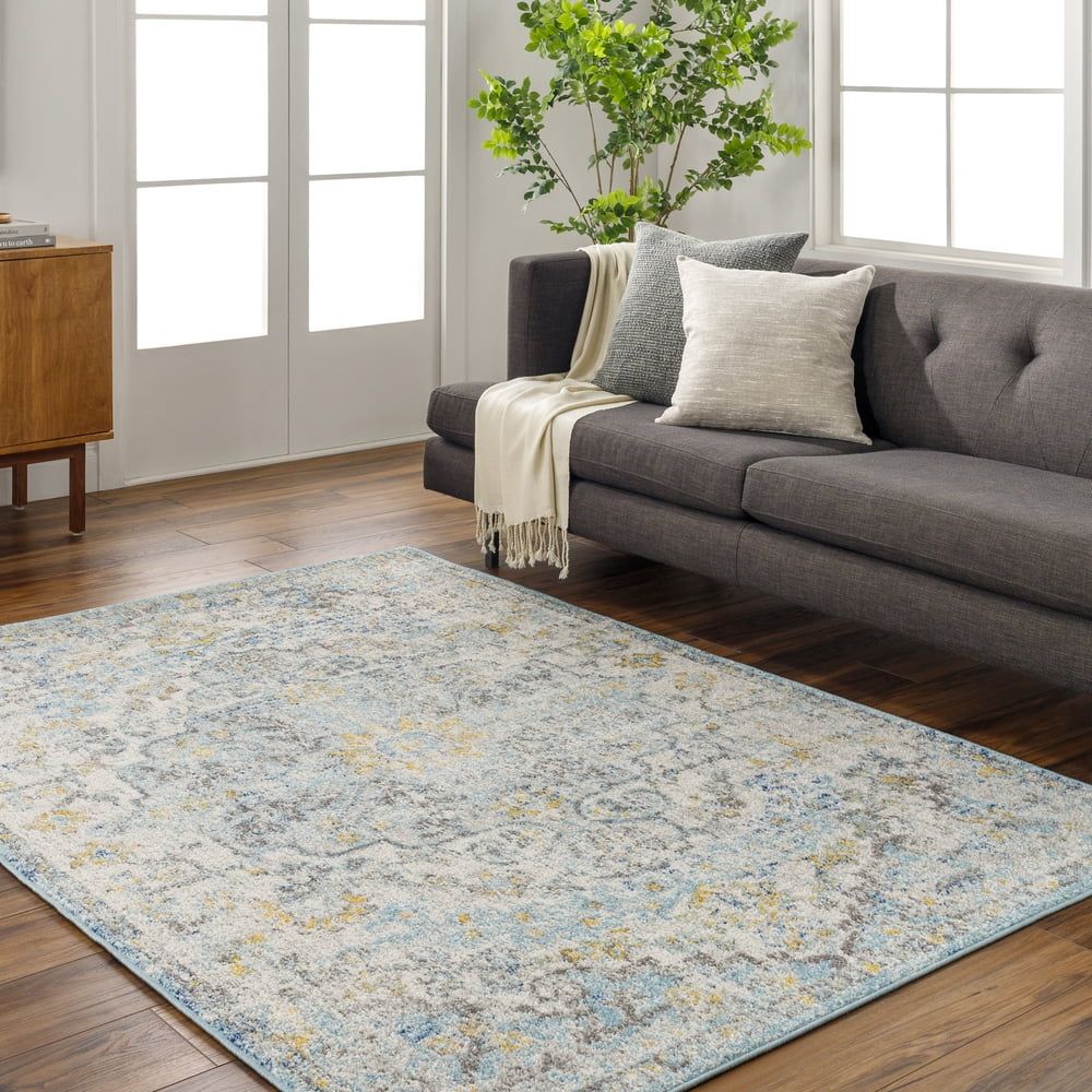 Bohemian Vintage Medallion Blue Synthetic 5'3" x 7'3" Area Rug